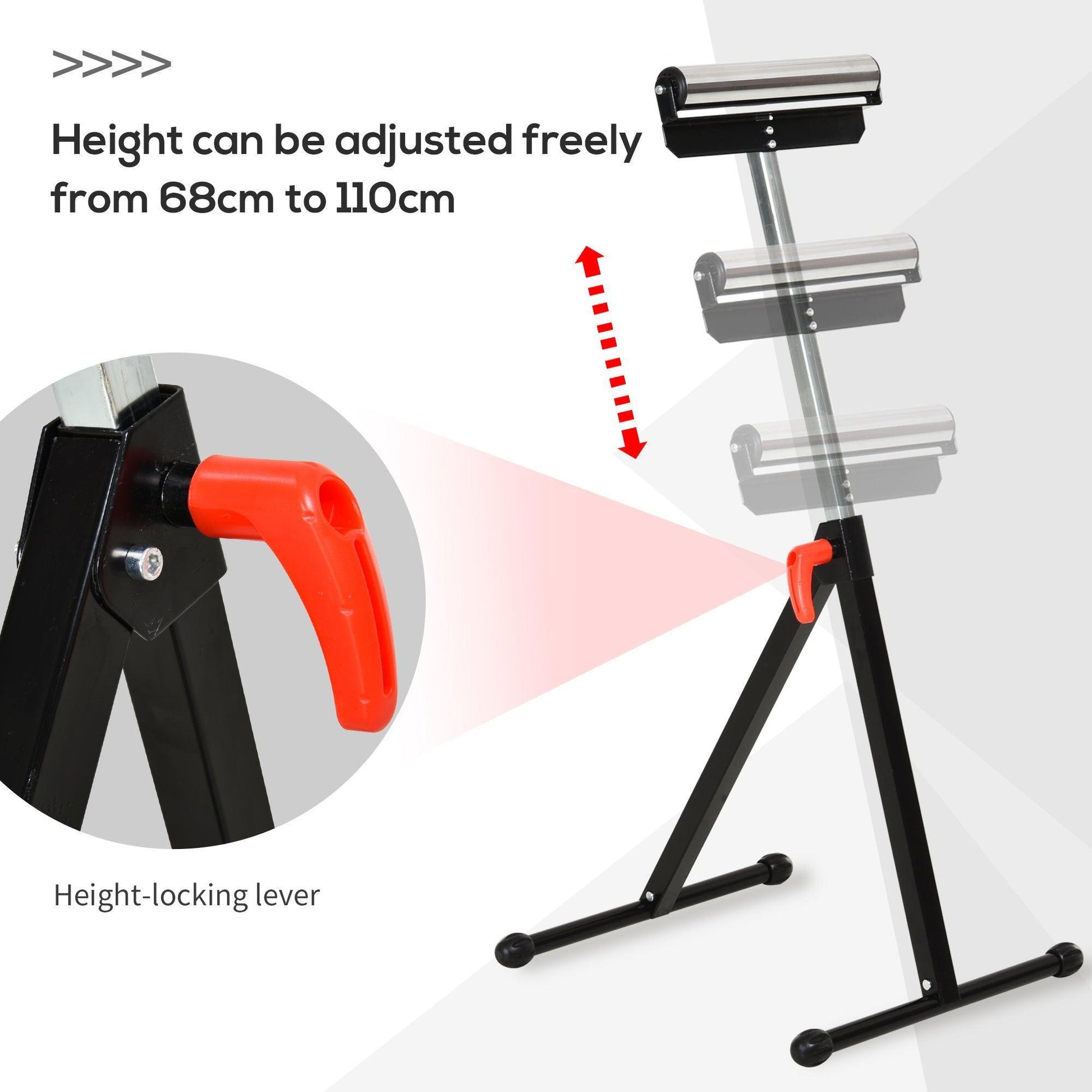 HOMCOM Adjustable Folding Roller Stand - Metal Construction, Portable - ALL4U RETAILER LTD