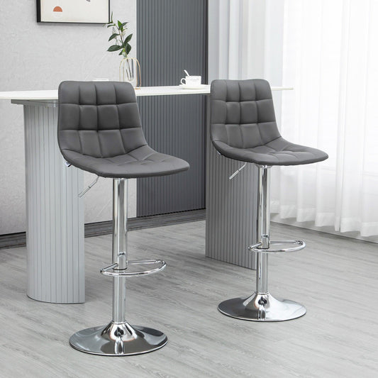 HOMCOM Adjustable Grey Bar Stools Set—Modern, Swivel & Footrest - ALL4U RETAILER LTD