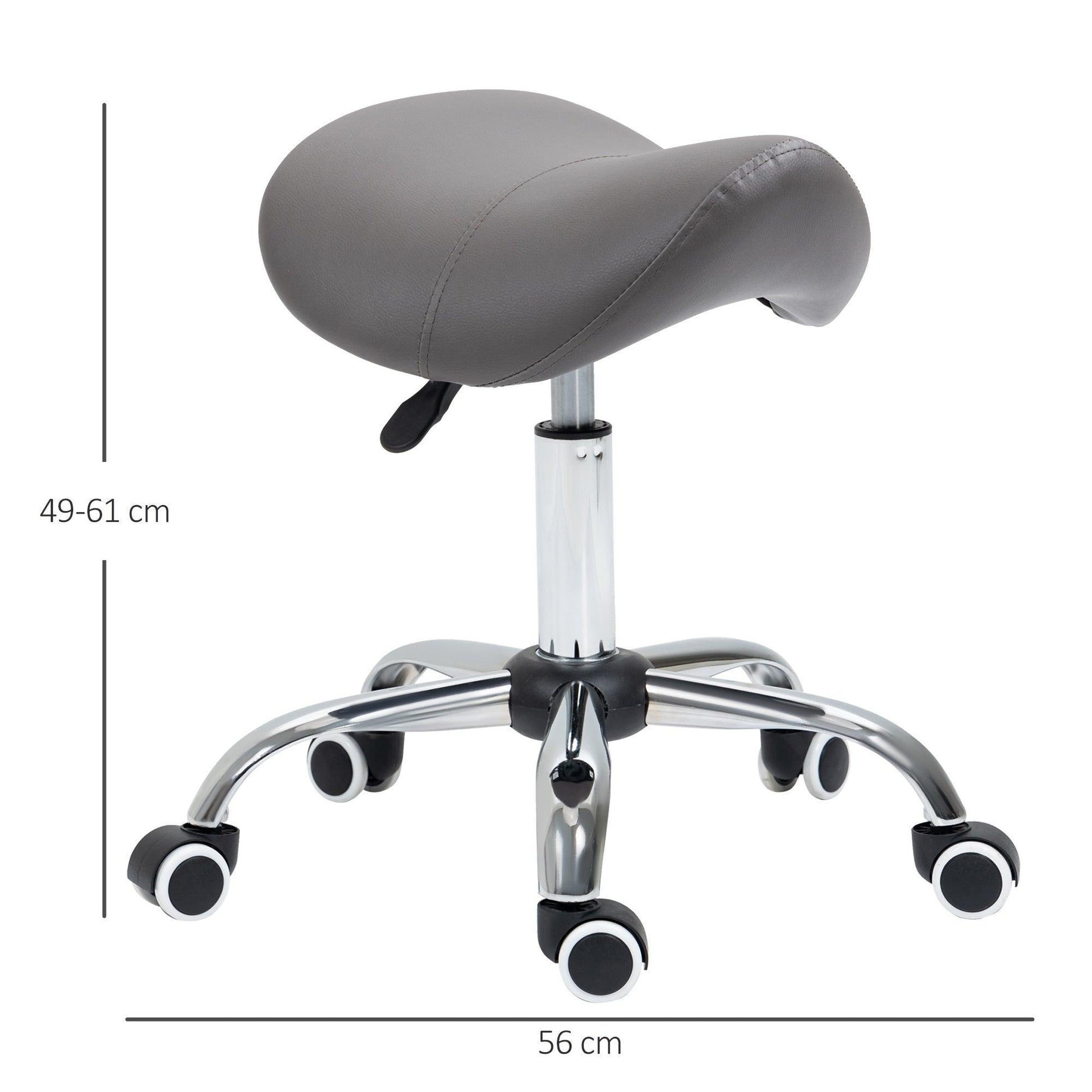 HOMCOM Adjustable Grey Salon Stool, 360° Rotate & Hydraulic - ALL4U RETAILER LTD