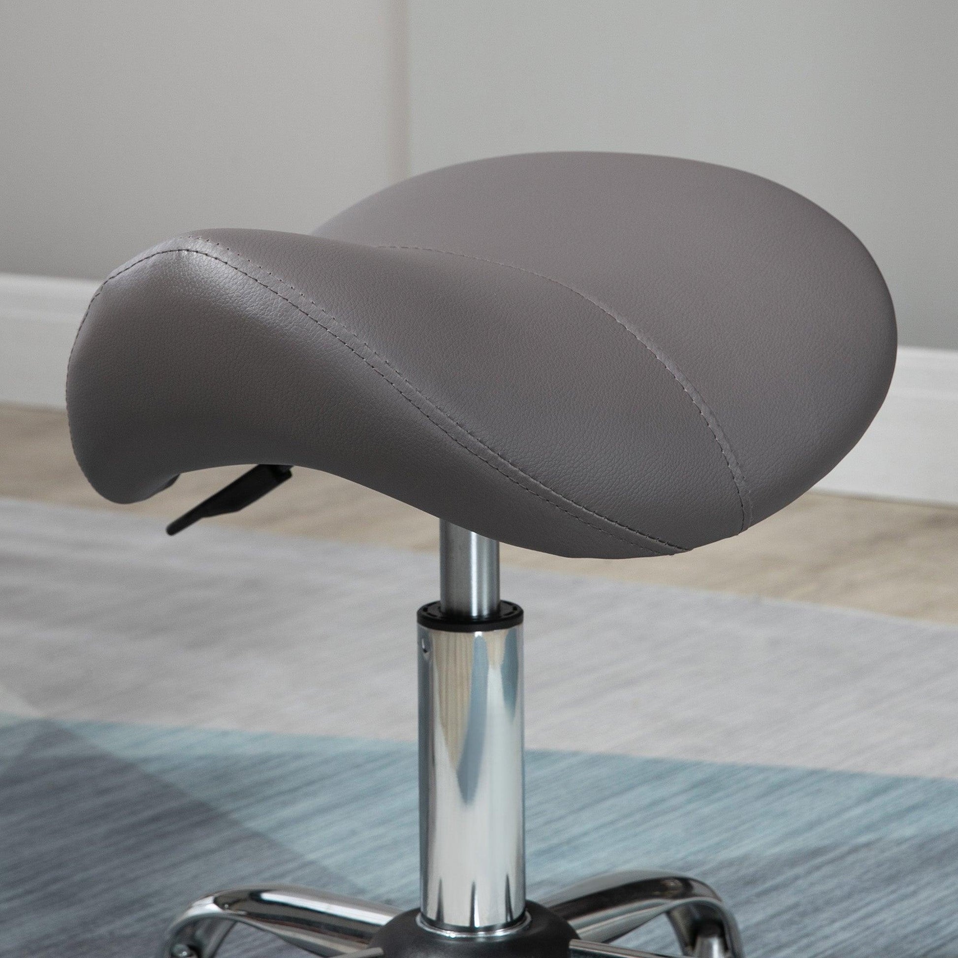 HOMCOM Adjustable Grey Salon Stool, 360° Rotate & Hydraulic - ALL4U RETAILER LTD