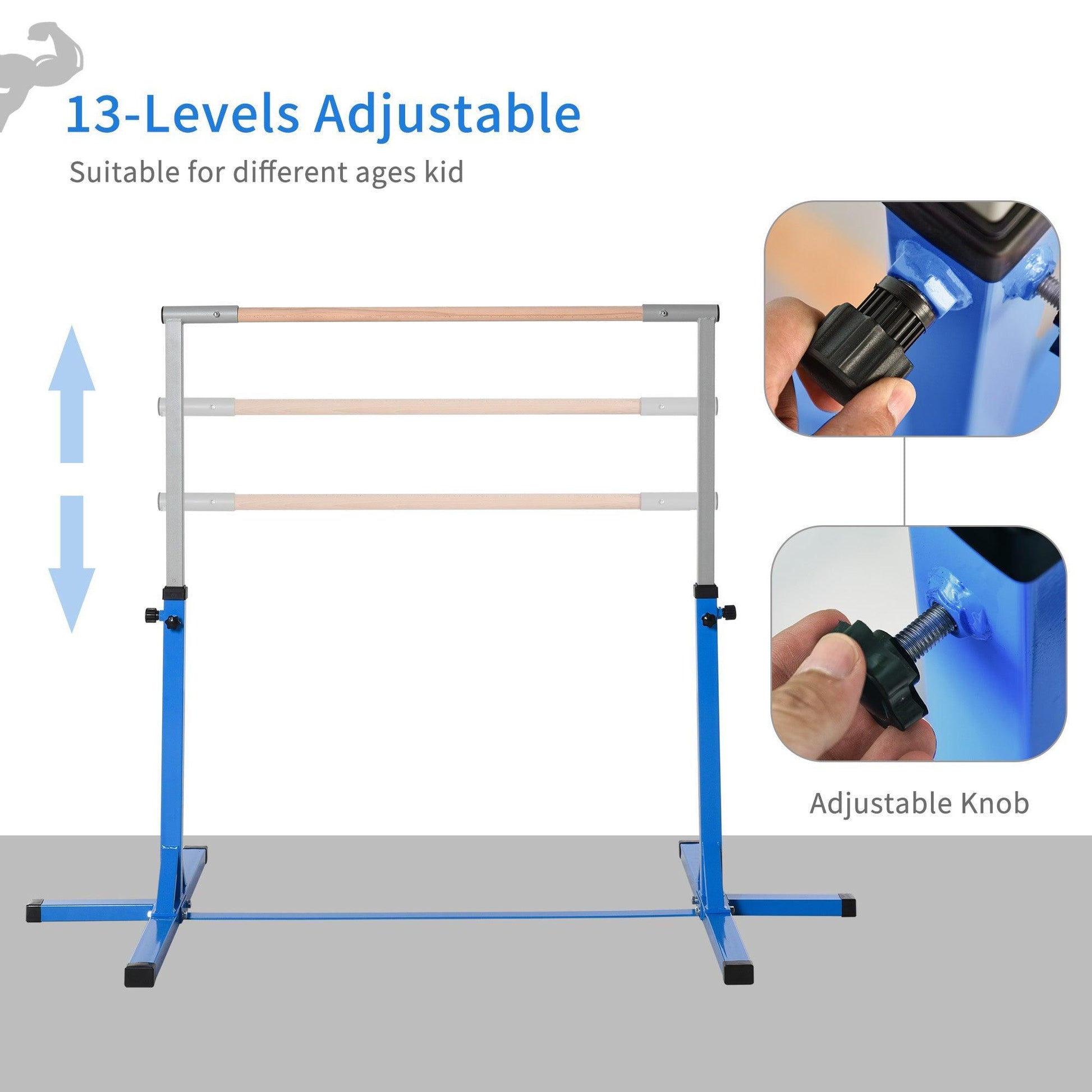 HOMCOM Adjustable Gymnastics Horizontal Bar for Kids - ALL4U RETAILER LTD