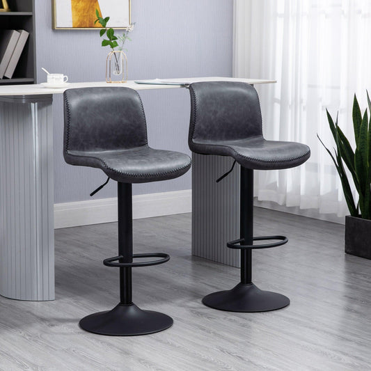 HOMCOM Adjustable Height Bar Stool - Dark Grey - ALL4U RETAILER LTD