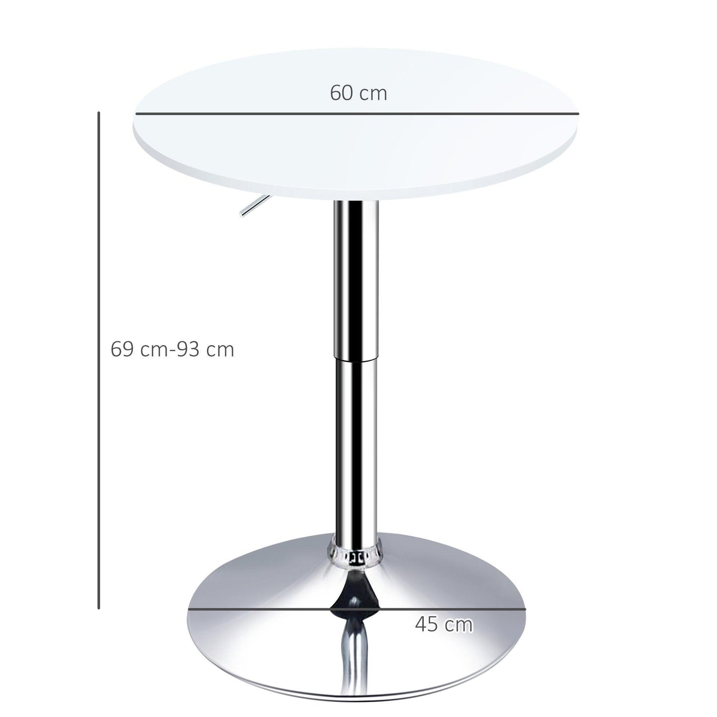 HOMCOM Adjustable Height Round Bistro Table: Stylish & Compact - ALL4U RETAILER LTD