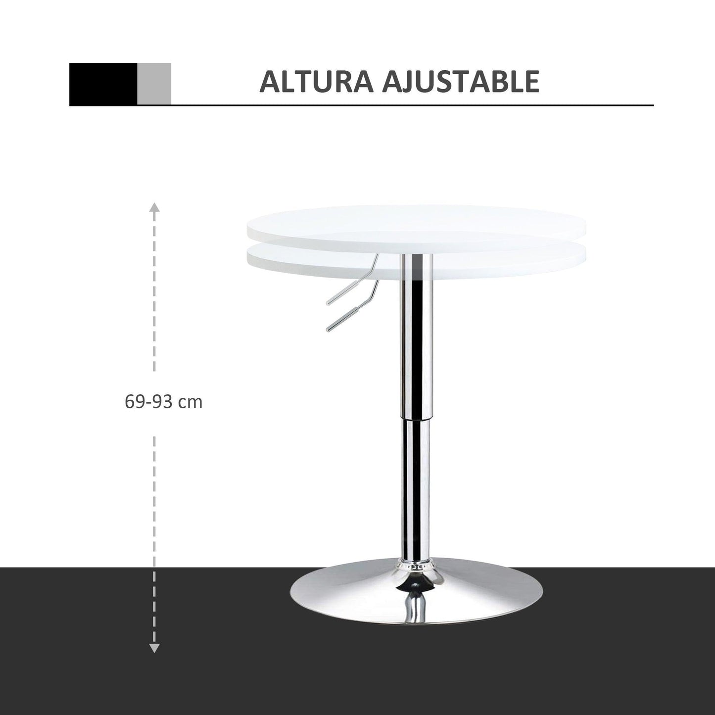 HOMCOM Adjustable Height Round Bistro Table: Stylish & Compact - ALL4U RETAILER LTD