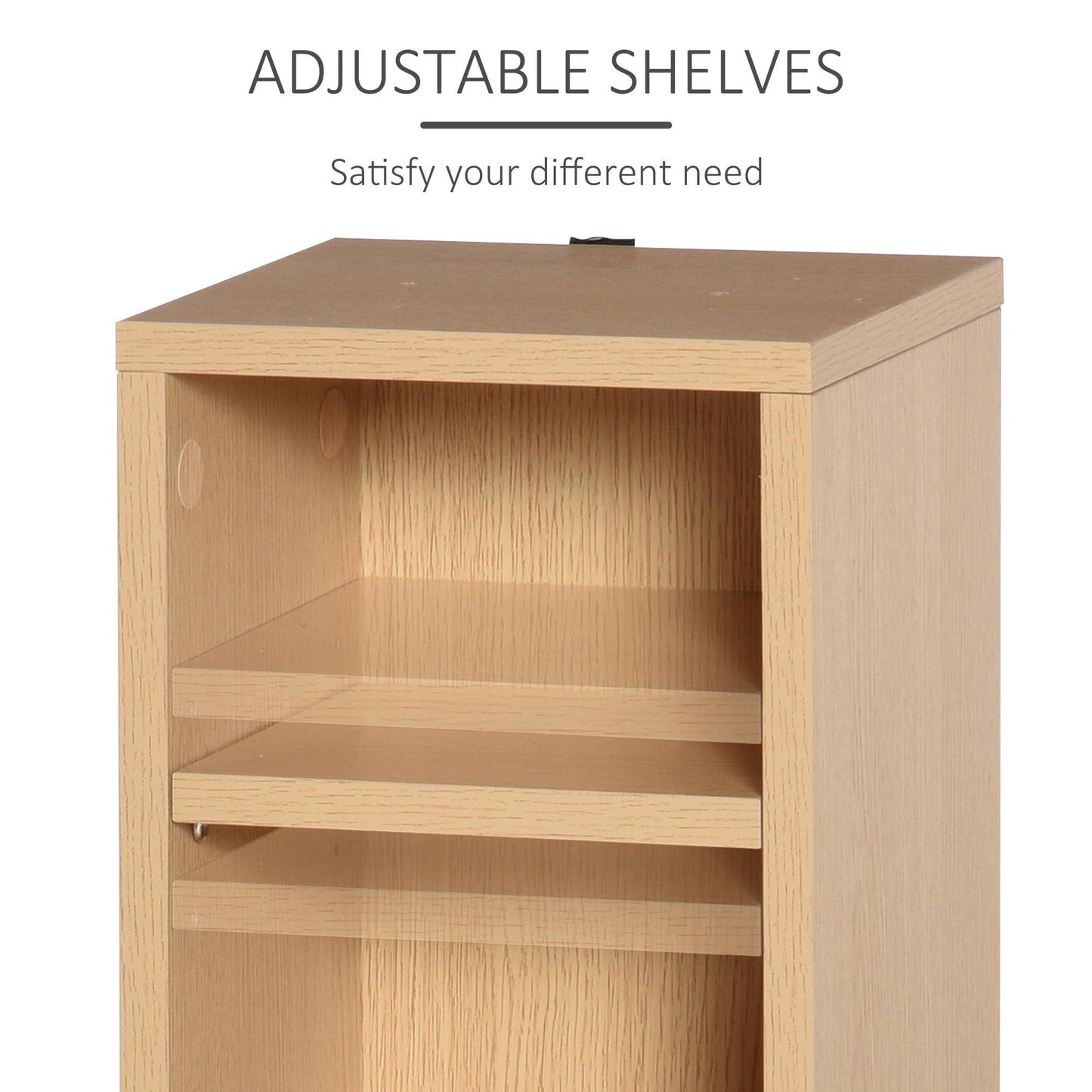 HOMCOM Adjustable Media Display Shelf - Natural Wood - ALL4U RETAILER LTD