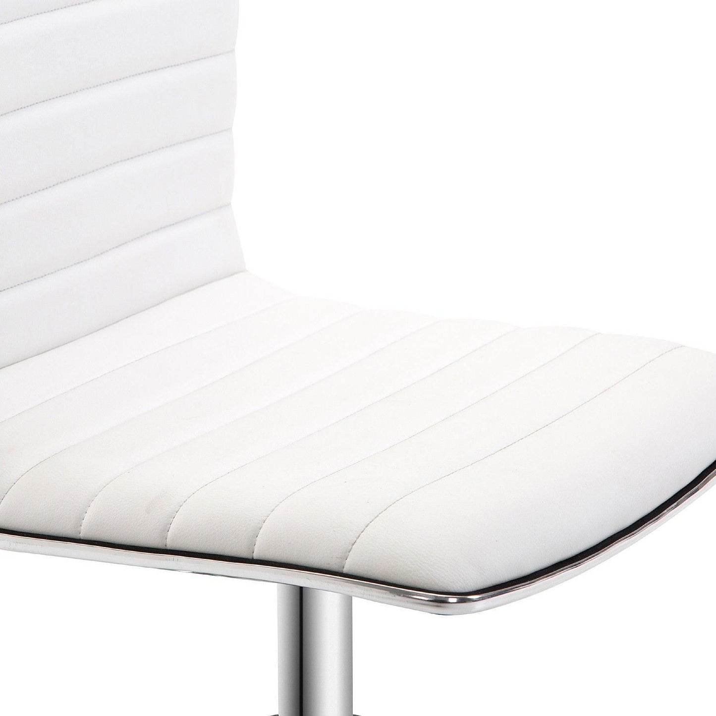 HOMCOM Adjustable Office Chair, White PU Leather, Armless, Swivel - ALL4U RETAILER LTD