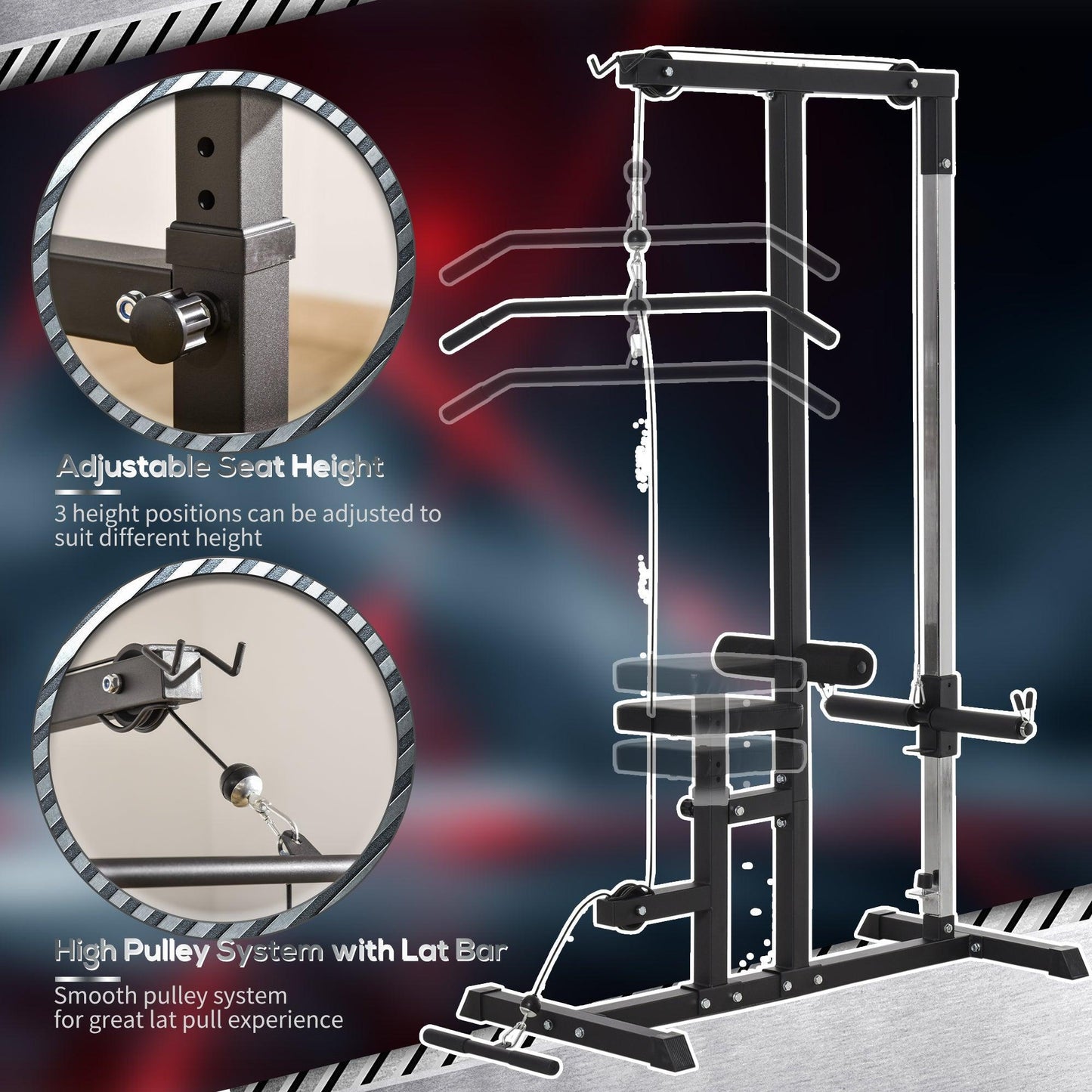 HOMCOM Adjustable Power Tower - Abdominal Exercise - ALL4U RETAILER LTD