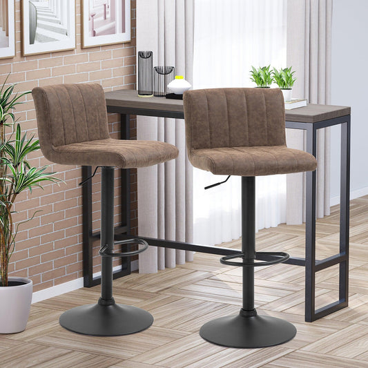 HOMCOM Adjustable PU Leather Barstools - ALL4U RETAILER LTD