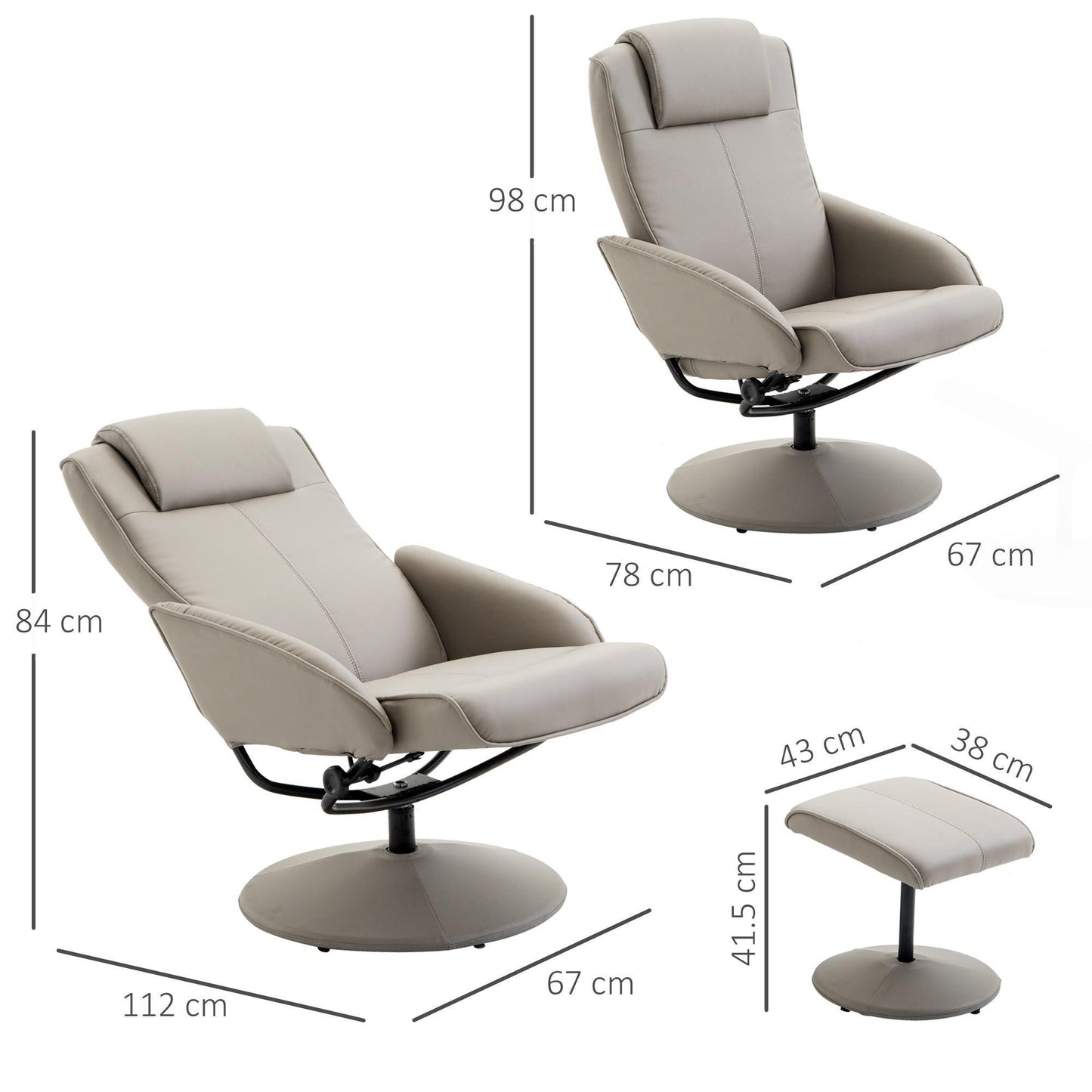 HOMCOM Adjustable Recliner Chair with Footrest - ALL4U RETAILER LTD
