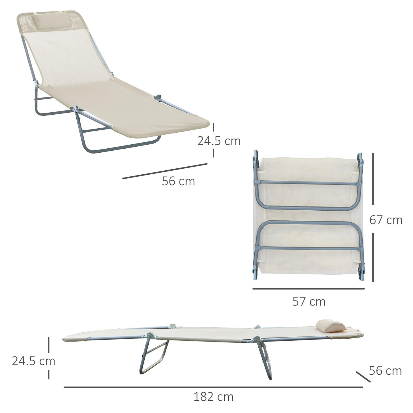 HOMCOM Adjustable Recliner Lounger Bed Chair - Beige - ALL4U RETAILER LTD