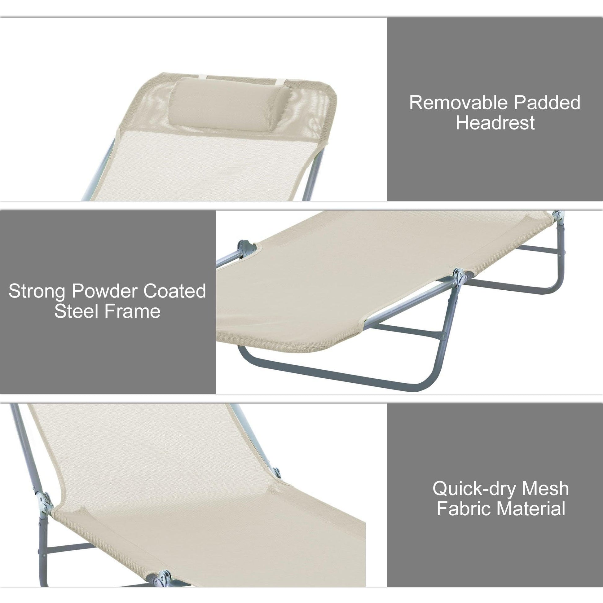 HOMCOM Adjustable Recliner Lounger Bed Chair - Beige - ALL4U RETAILER LTD