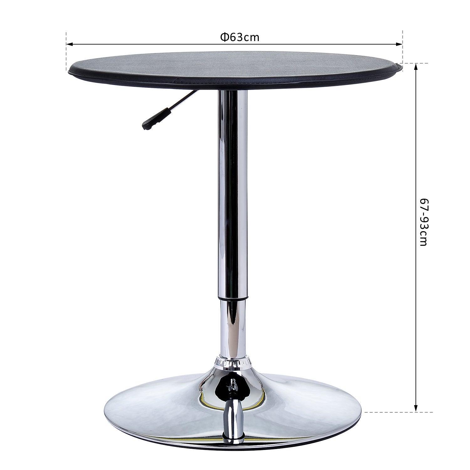 HOMCOM Adjustable Round Bar Table with Leather Top - Black - ALL4U RETAILER LTD