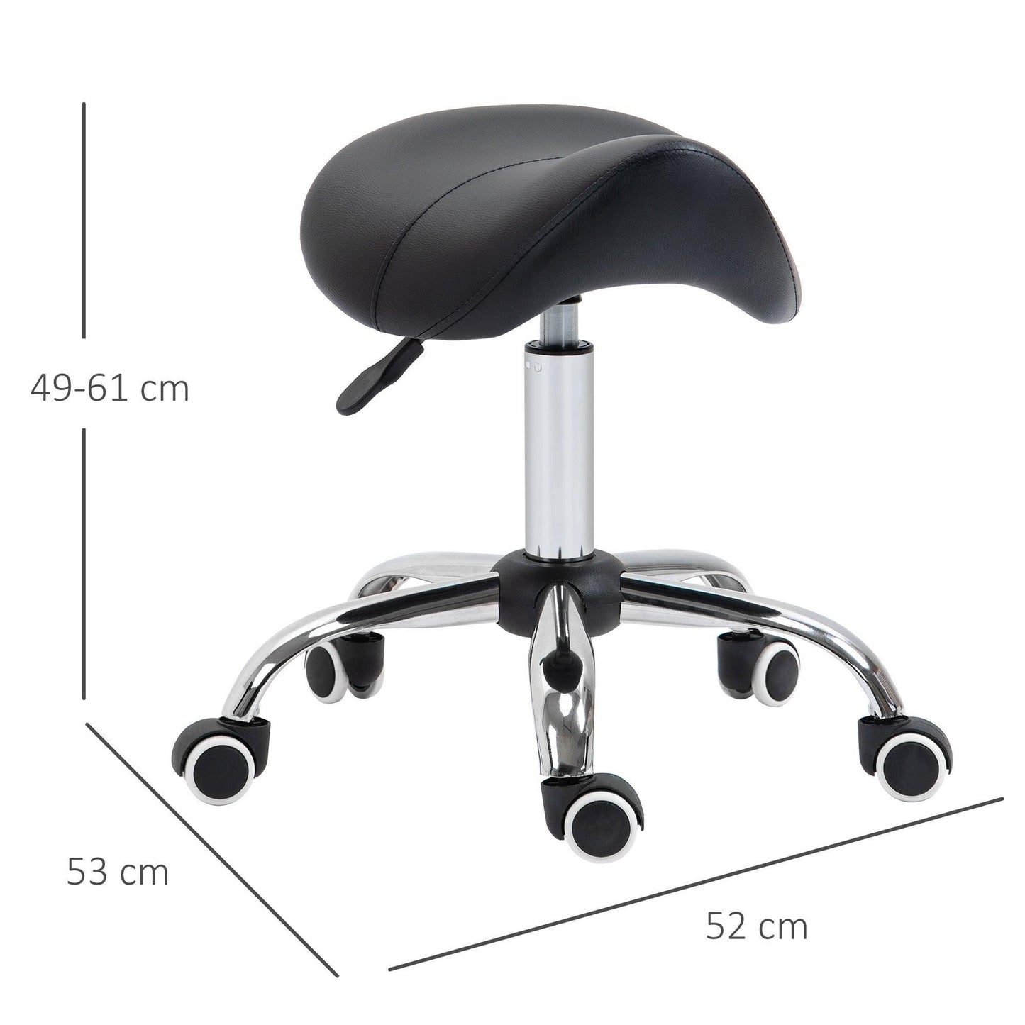 HOMCOM Adjustable Salon Stool - Black - ALL4U RETAILER LTD