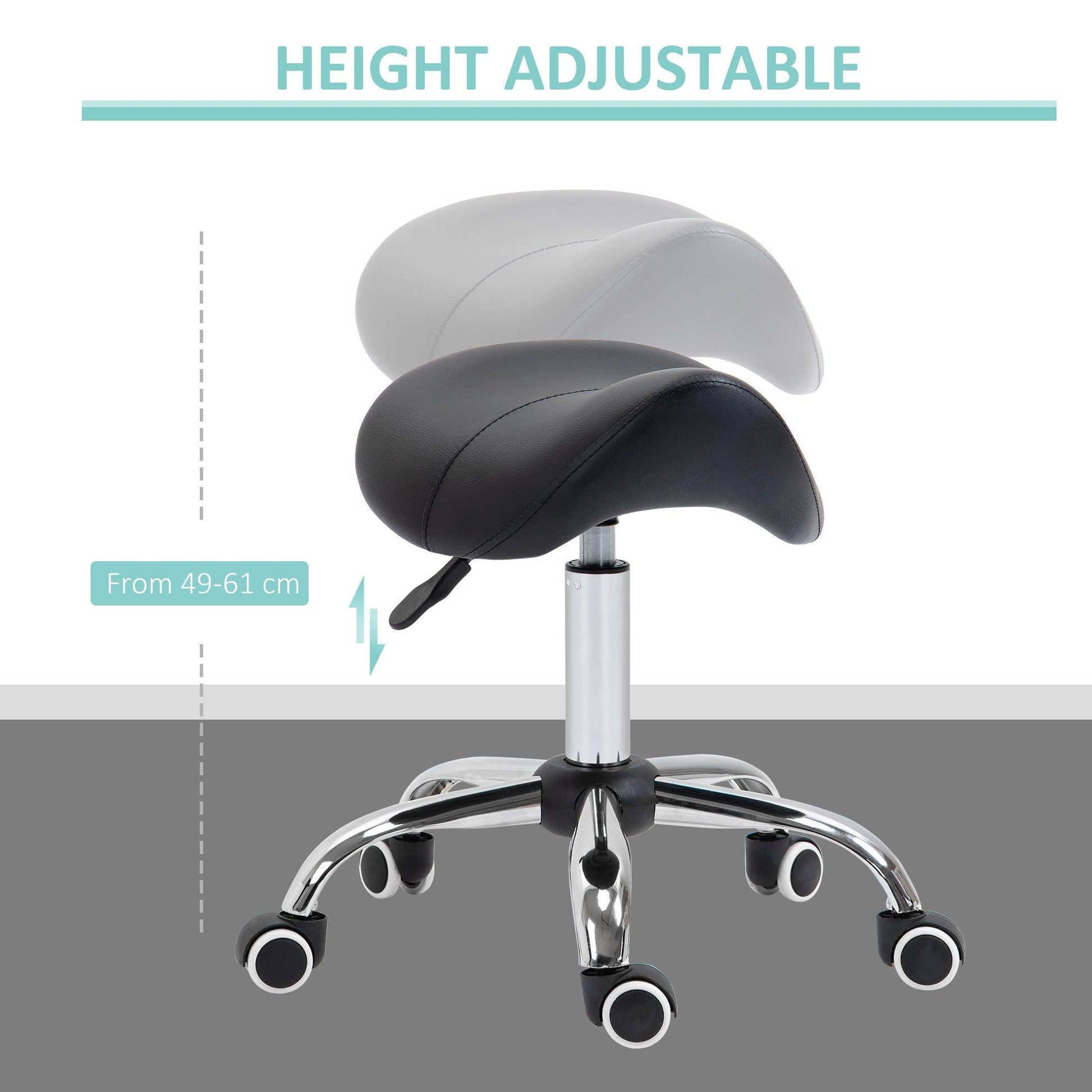 HOMCOM Adjustable Salon Stool - Black - ALL4U RETAILER LTD