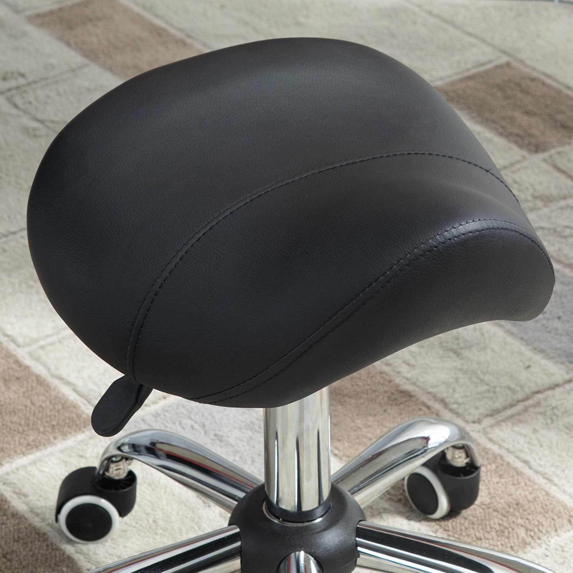 HOMCOM Adjustable Salon Stool - Black - ALL4U RETAILER LTD