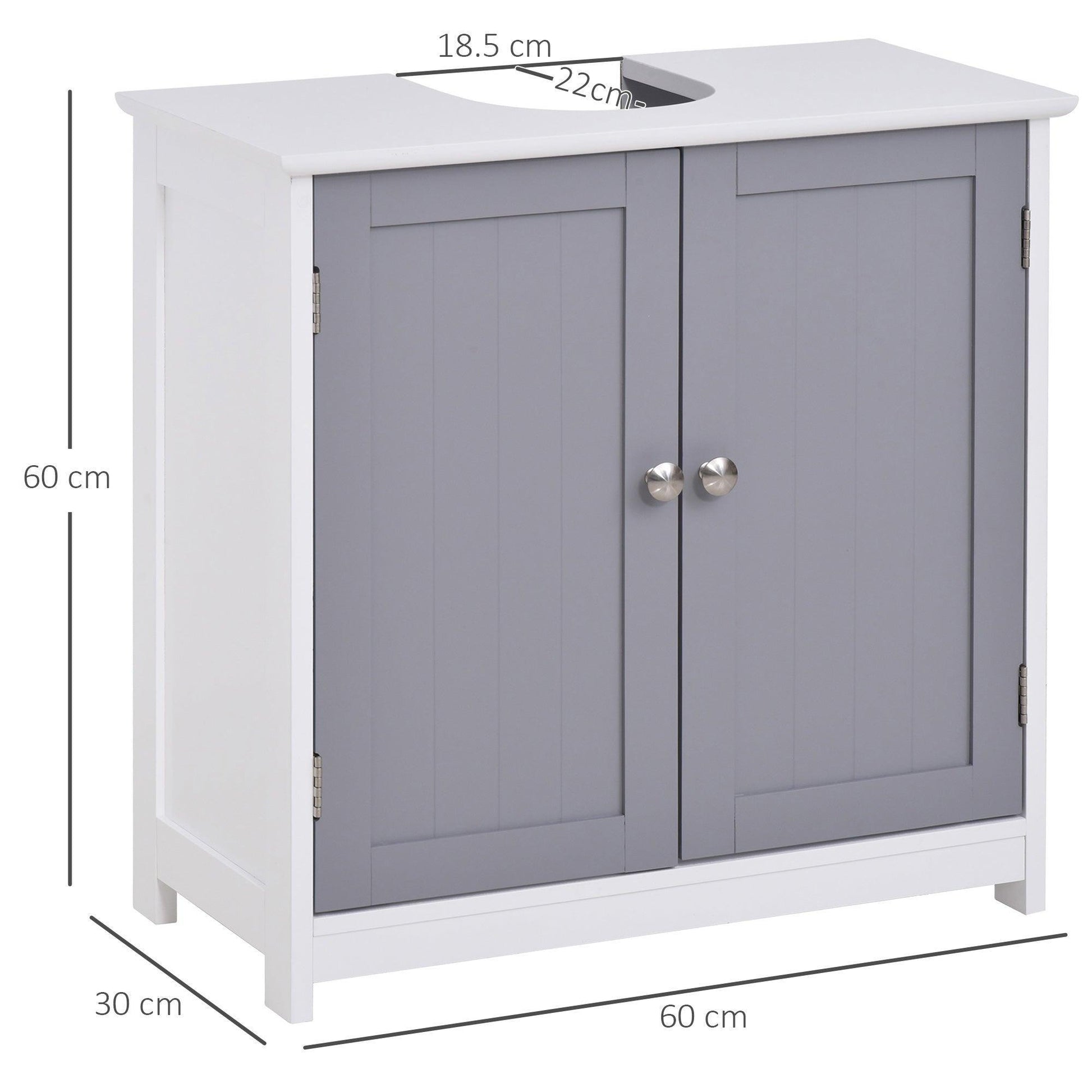 HOMCOM Adjustable Shelf Vanity Unit for Bathroom - White & Grey - ALL4U RETAILER LTD