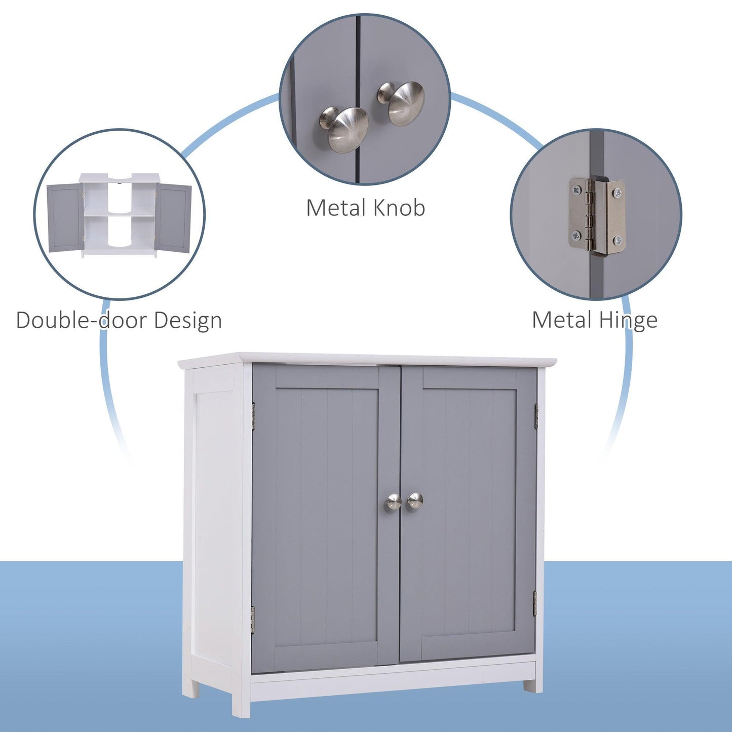 HOMCOM Adjustable Shelf Vanity Unit for Bathroom - White & Grey - ALL4U RETAILER LTD