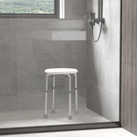 HOMCOM Adjustable Shower Stool - Cream White, 32.5x41x35.5-54 cm - ALL4U RETAILER LTD