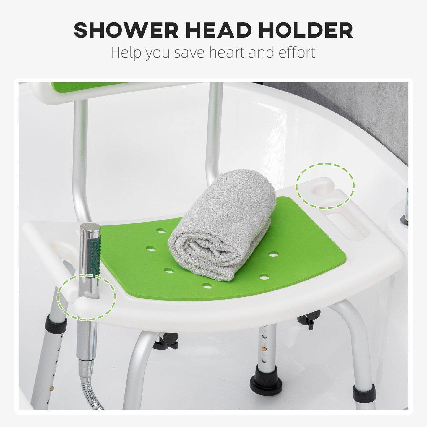 HOMCOM Adjustable Shower Stool for Elderly - ALL4U RETAILER LTD