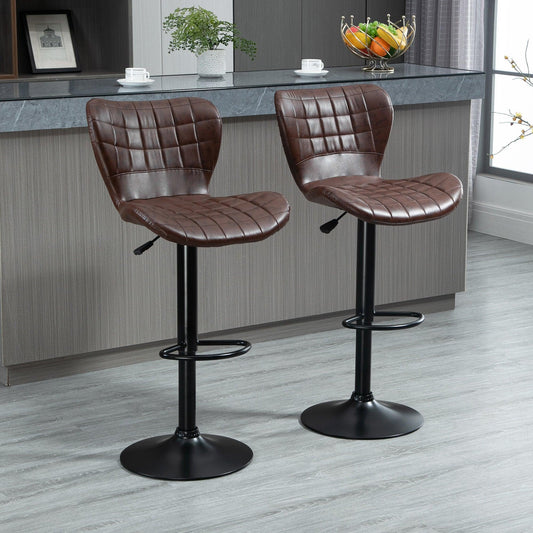 HOMCOM Adjustable Swivel Bar Stools, Brown - ALL4U RETAILER LTD