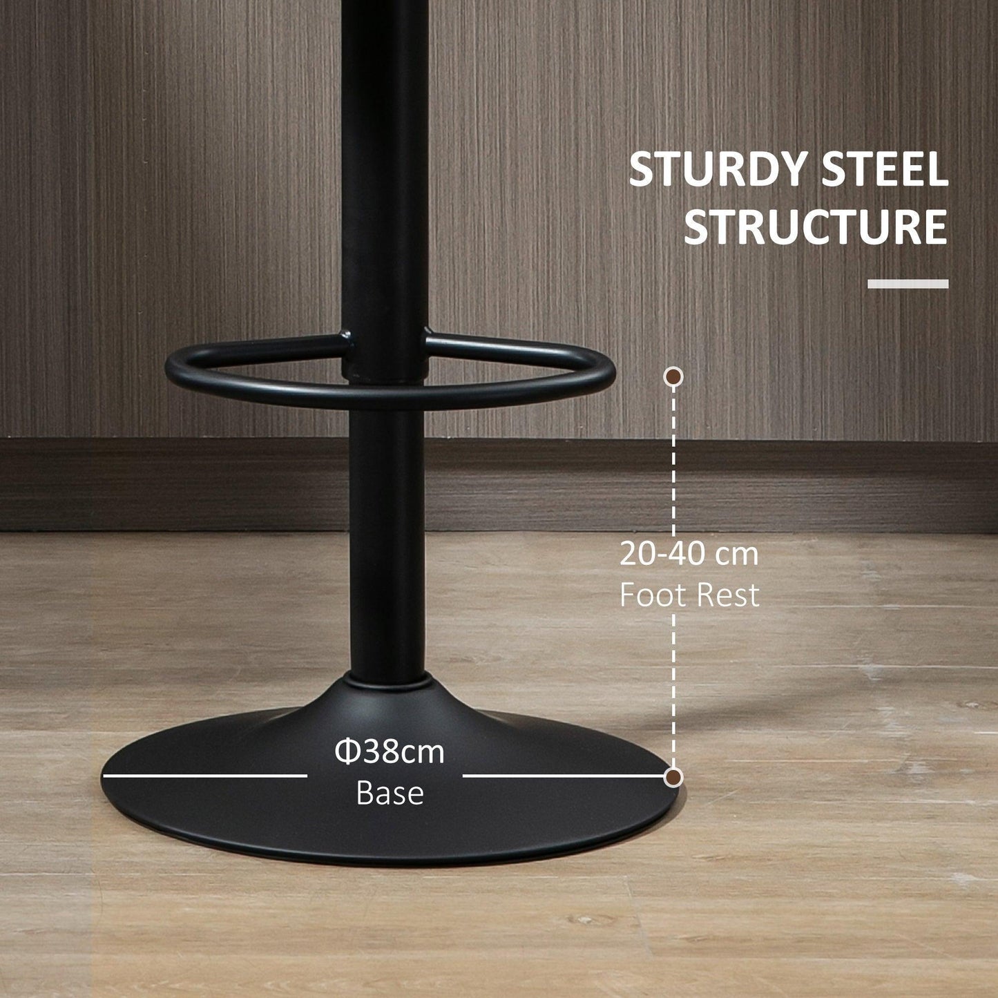 HOMCOM Adjustable Swivel Bar Stools with Backrest - Set of 2 - ALL4U RETAILER LTD