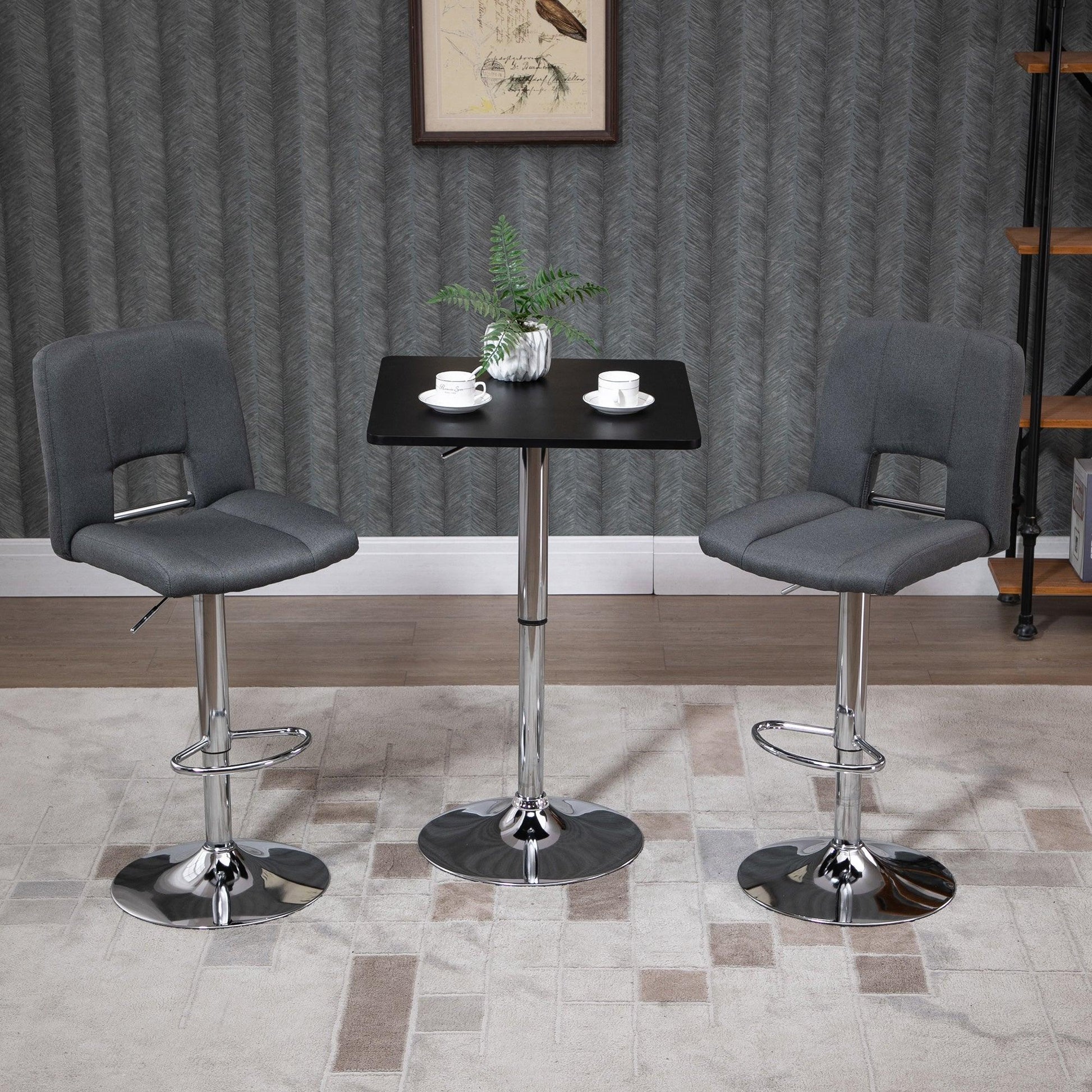 HOMCOM Adjustable Swivel Bar Table - Modern Design - Black/Silver - ALL4U RETAILER LTD