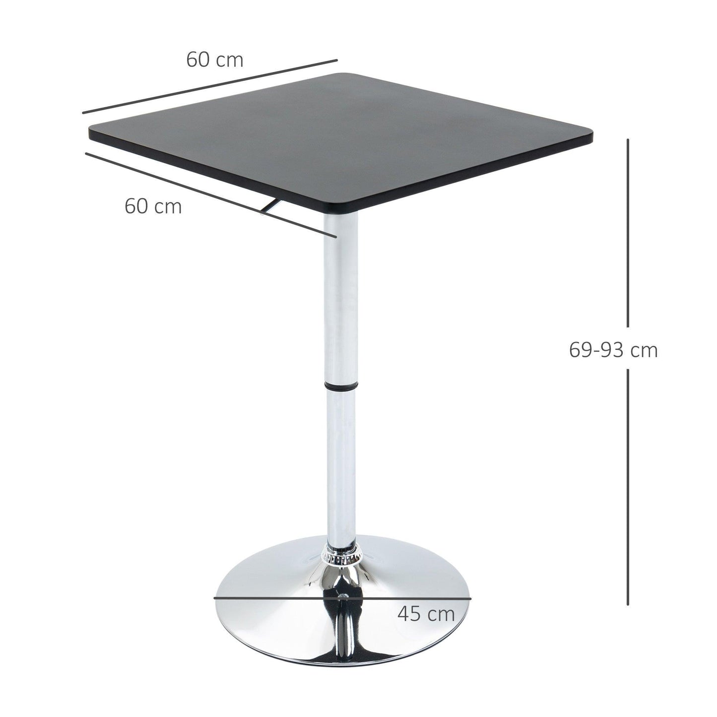 HOMCOM Adjustable Swivel Bar Table - Modern Design - Black/Silver - ALL4U RETAILER LTD