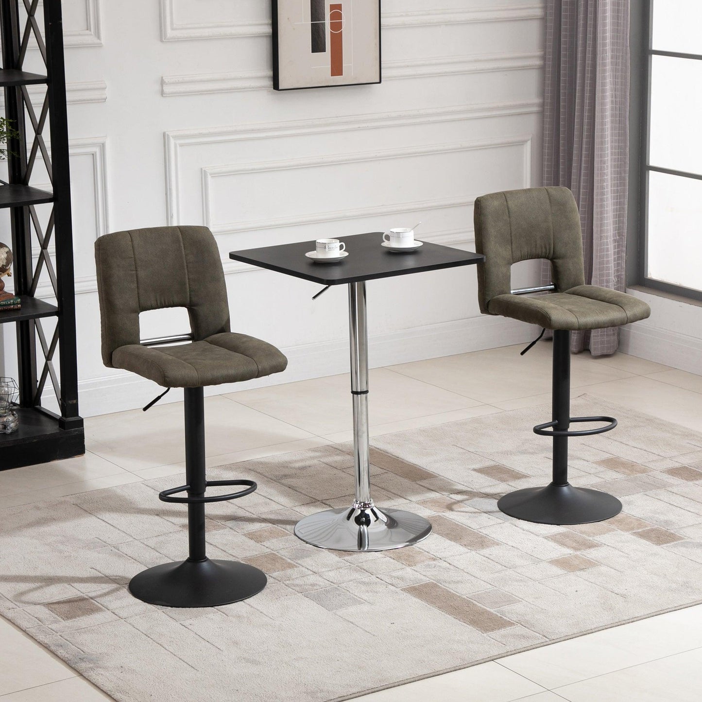 HOMCOM Adjustable Swivel Bar Table - Modern Design - Black/Silver - ALL4U RETAILER LTD