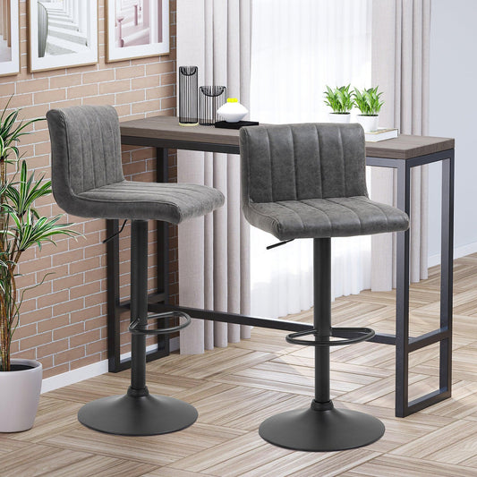 HOMCOM Adjustable Swivel Barstools, Set of 2, Grey - ALL4U RETAILER LTD