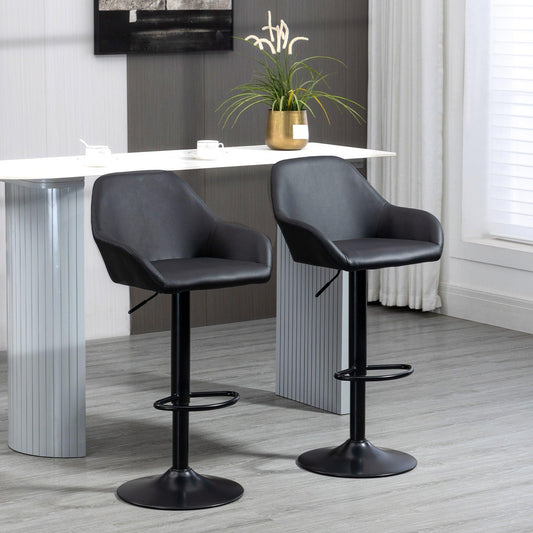 HOMCOM Adjustable Swivel Barstools with Footrest and Backrest - ALL4U RETAILER LTD