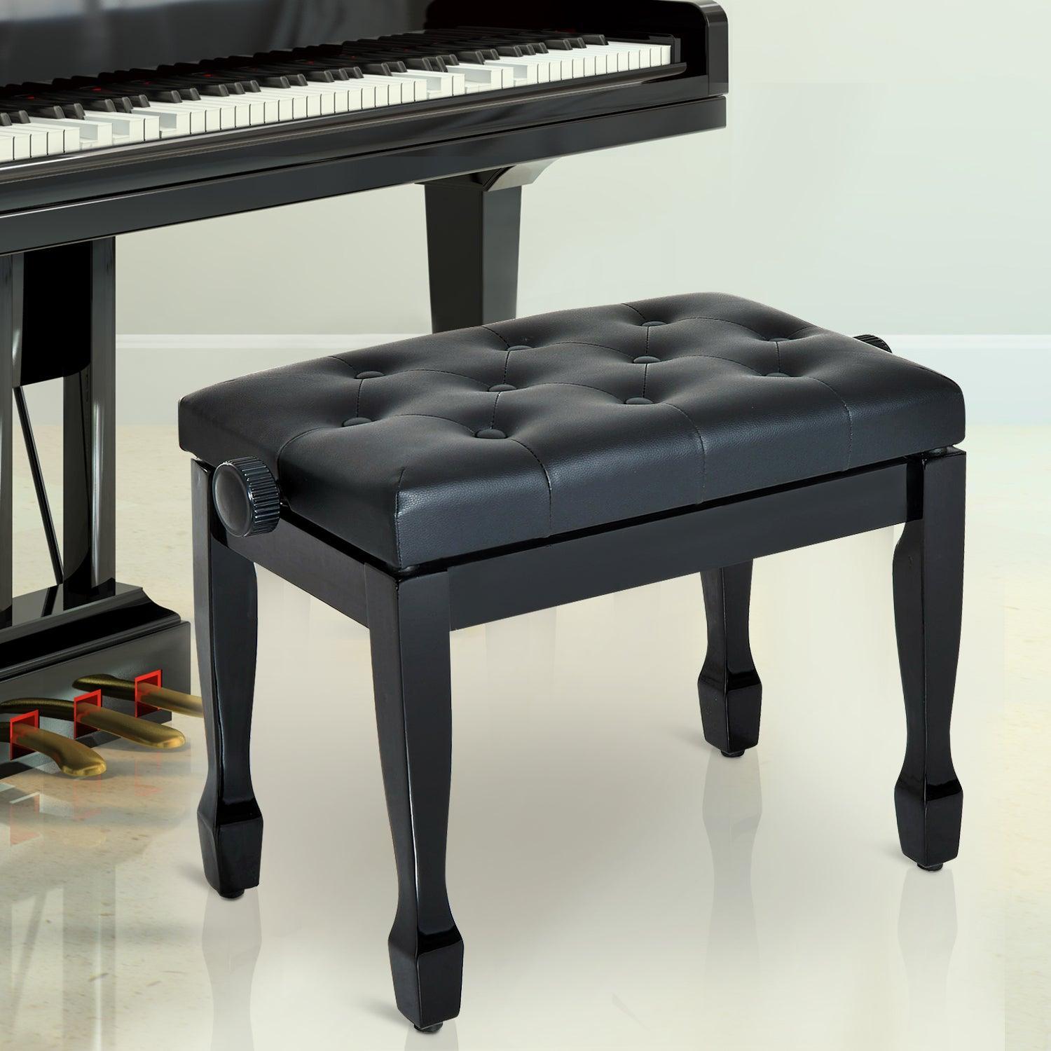 HOMCOM Adjustable White PU Leather Piano Stool: Comfy and Stylish - ALL4U RETAILER LTD