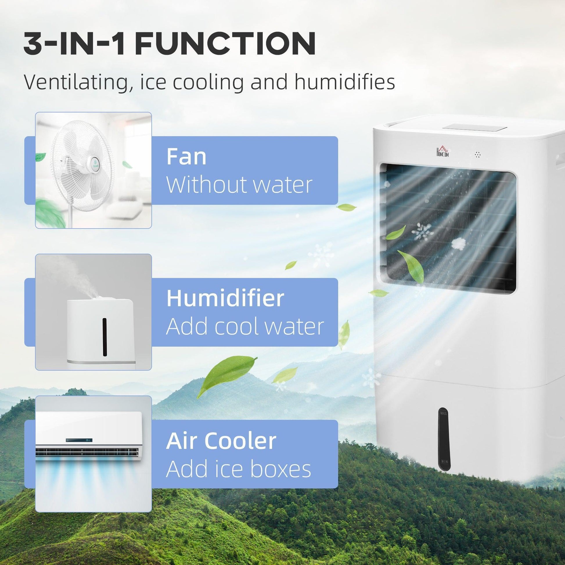 HOMCOM Air Cooler: Powerful Cooling with 15L Tank - ALL4U RETAILER LTD