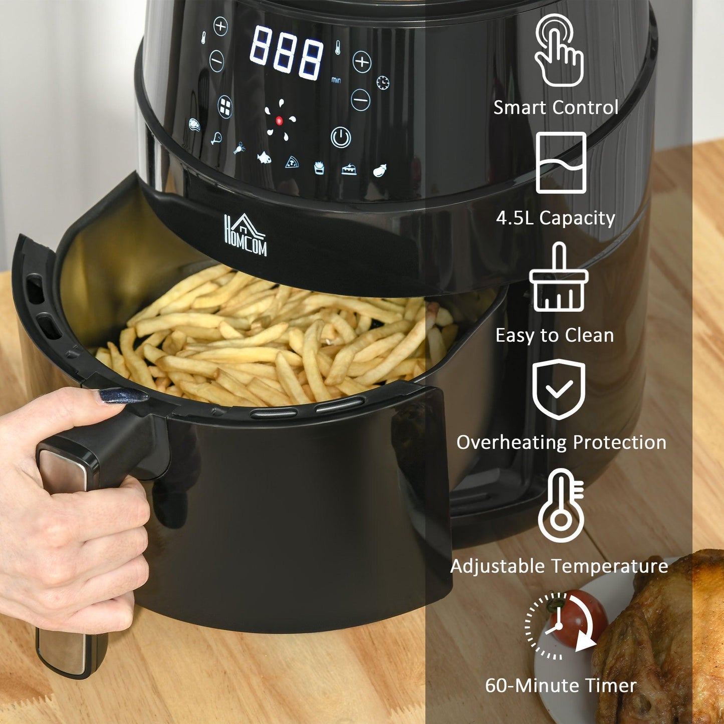 HOMCOM Air Fryer, 4.5L Capacity, Digital Display - ALL4U RETAILER LTD