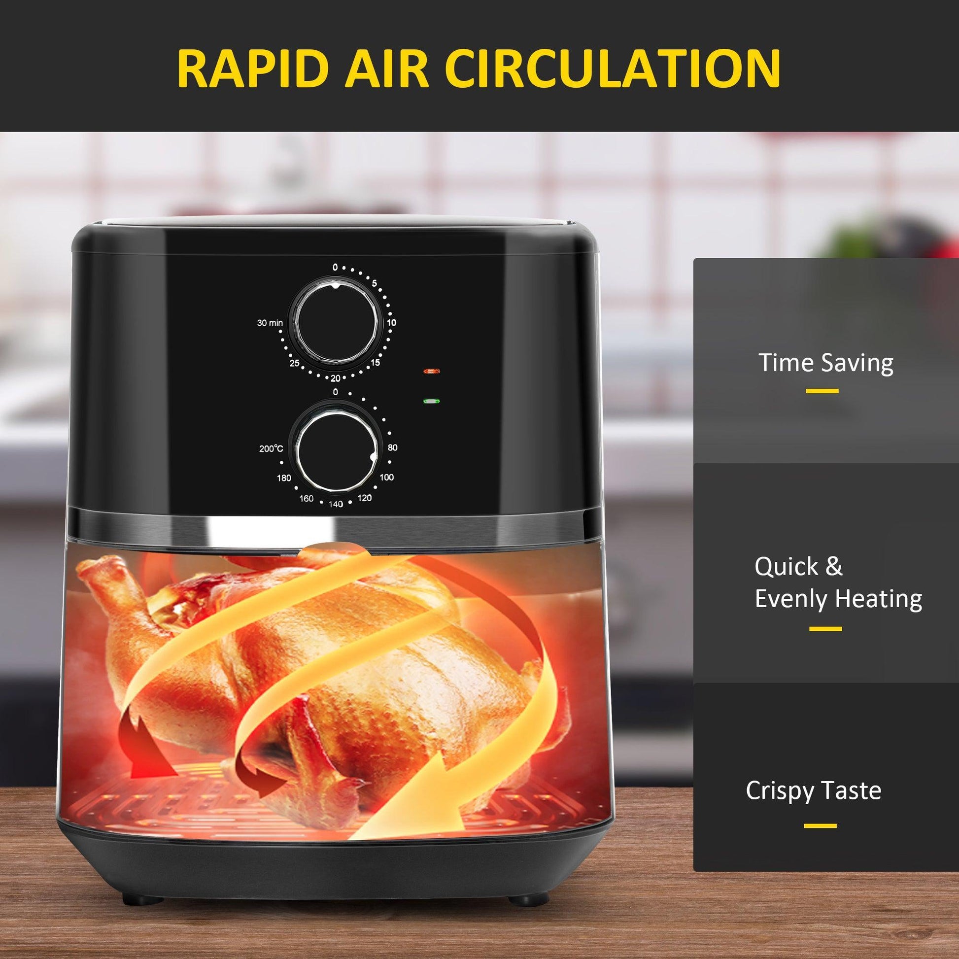 HOMCOM Air Fryer: Rapid Circulation, Adjustable Temp & Timer - ALL4U RETAILER LTD