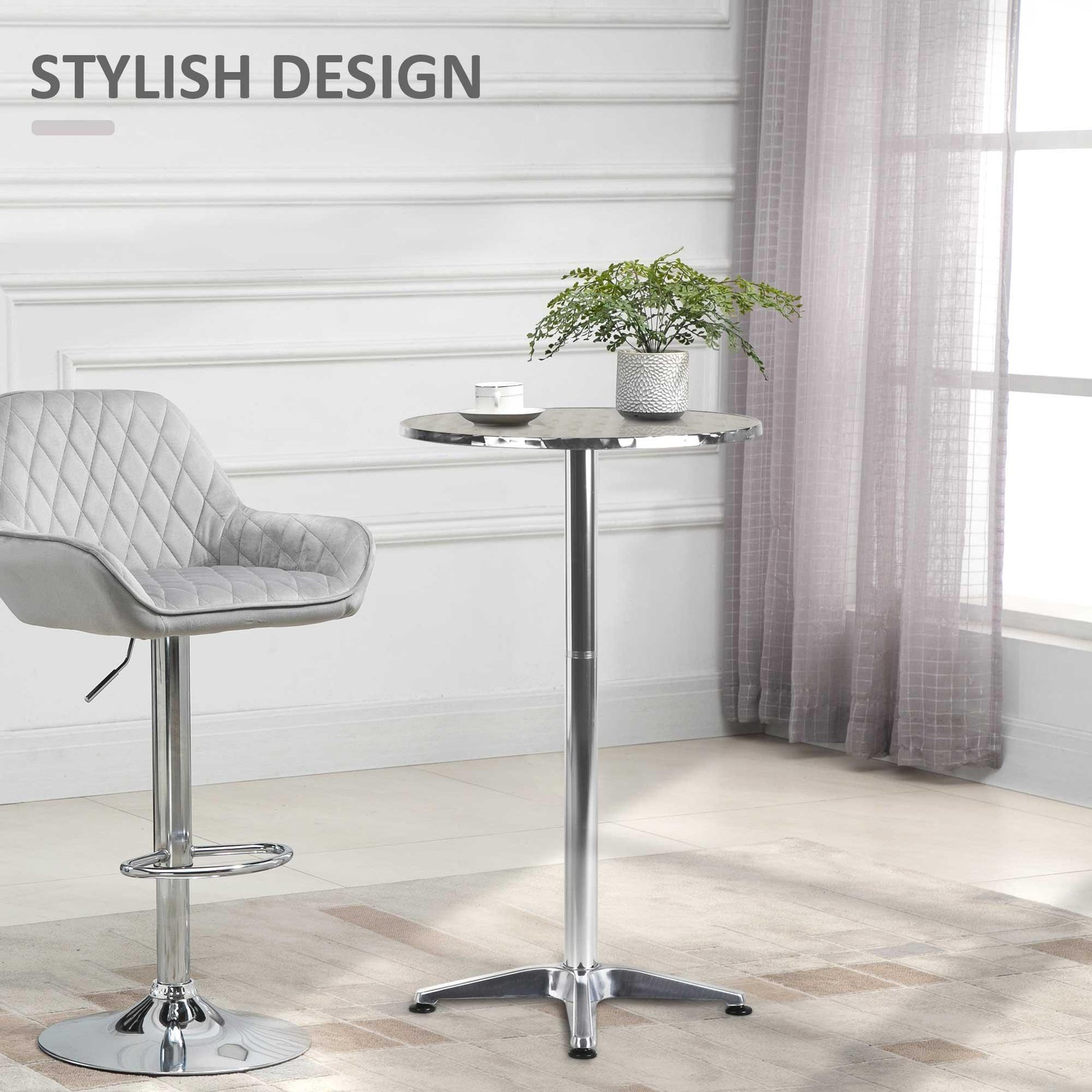 Outsunny Aluminum Bistro Table - Adjustable Heights: 70cm/110cm - ALL4U RETAILER LTD