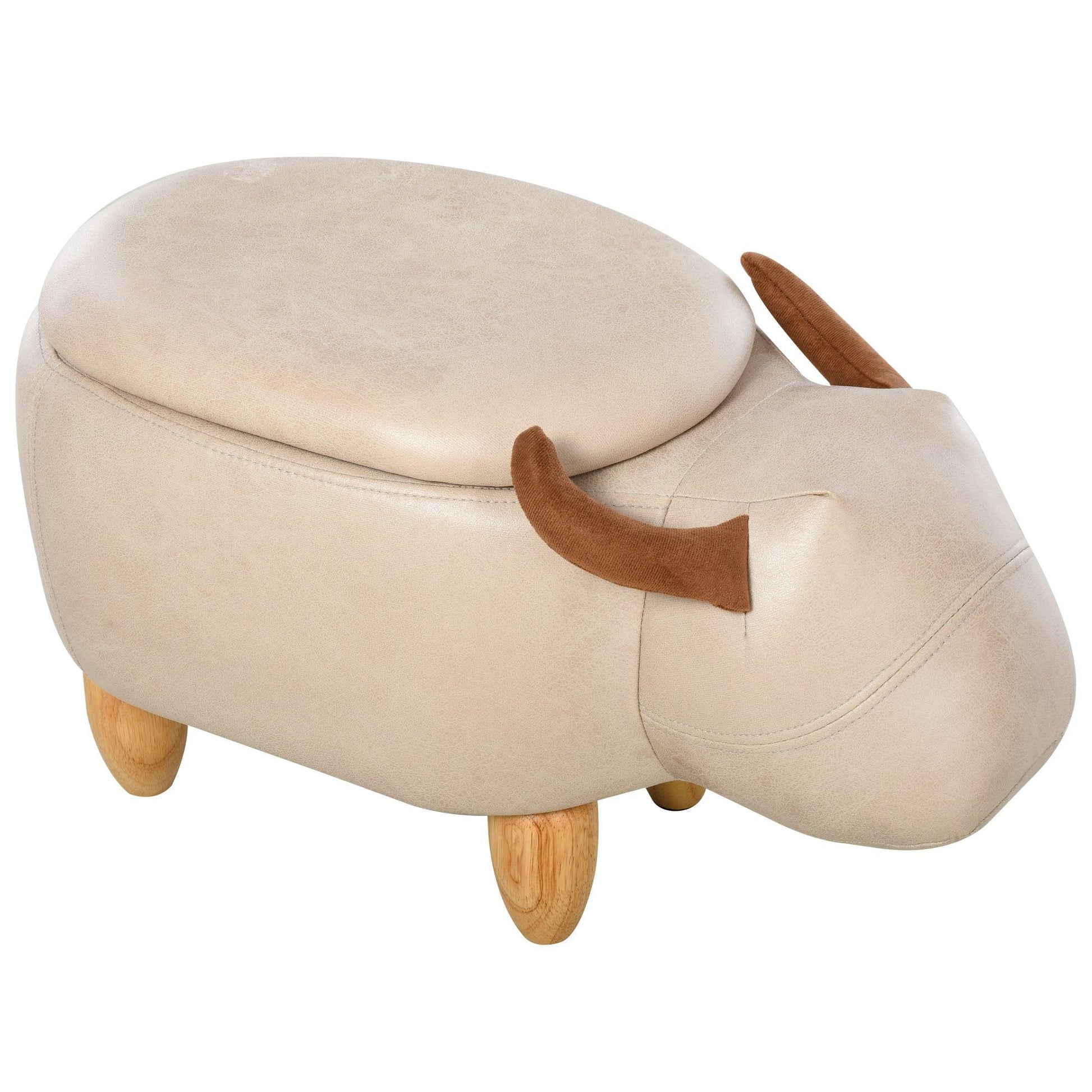 HOMCOM Buffalo Storage Stool: Cute Animal Ottoman - ALL4U RETAILER LTD