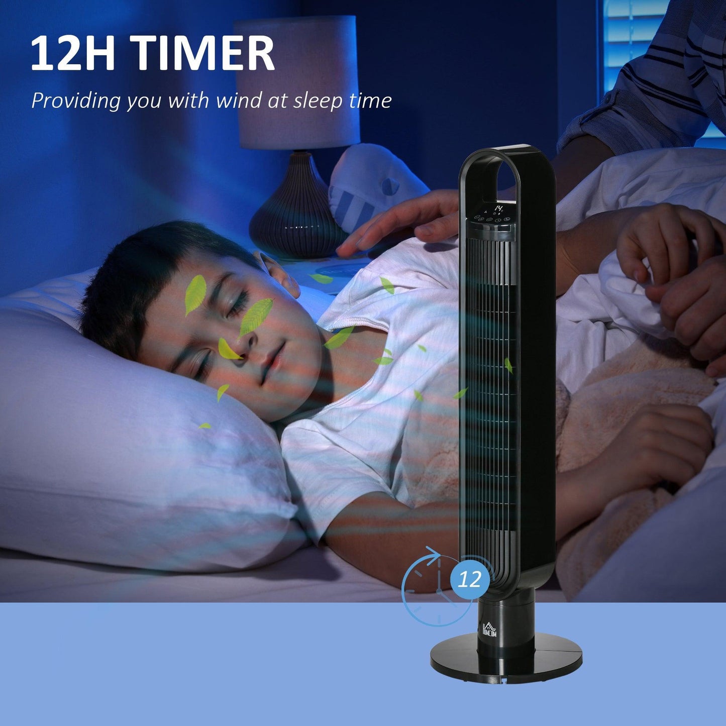 HOMCOM Anion Tower Fan - Bedroom Cooling, Oscillating, 3 Speed - ALL4U RETAILER LTD