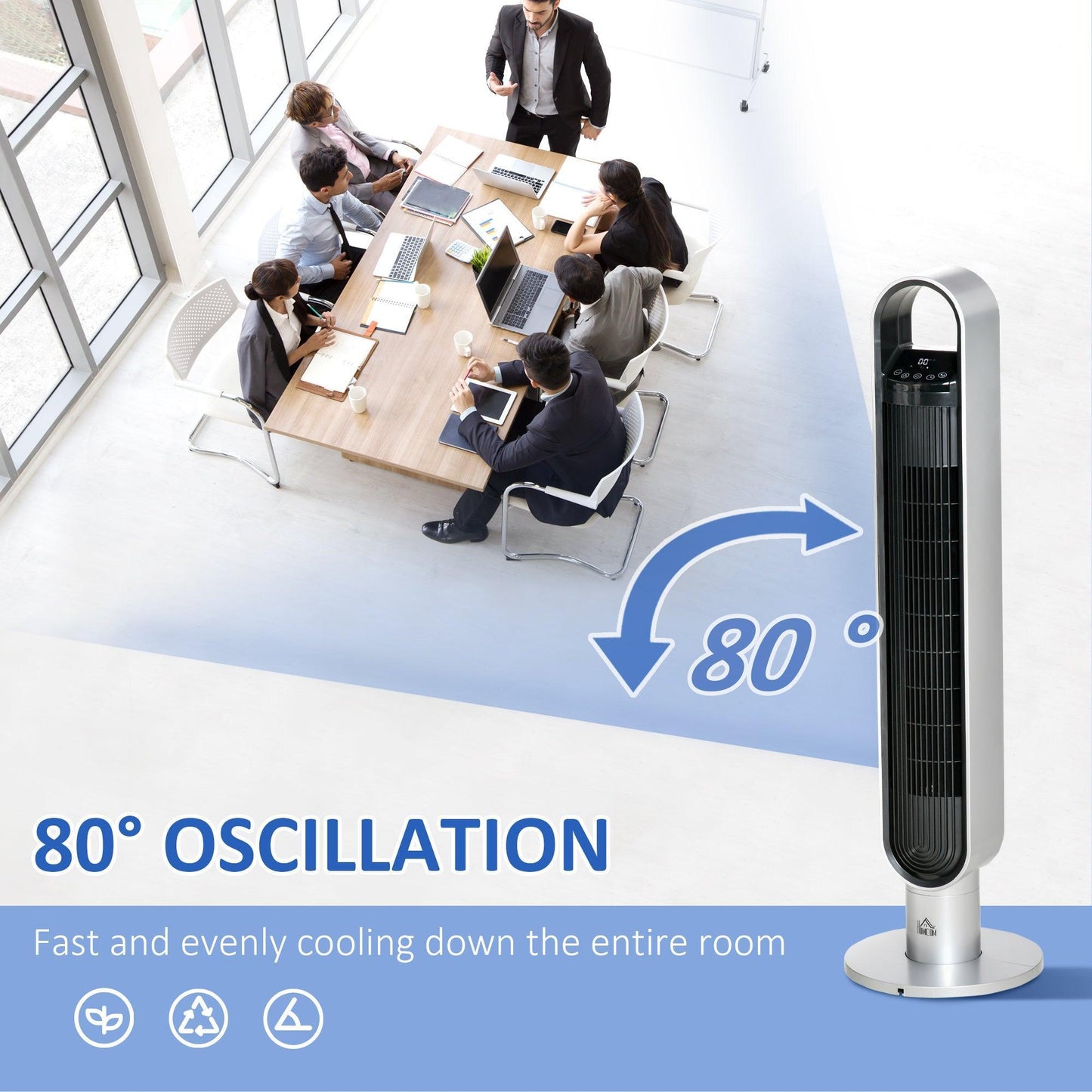 HOMCOM Anion Tower Fan - Bedroom Cooling with Timer - ALL4U RETAILER LTD