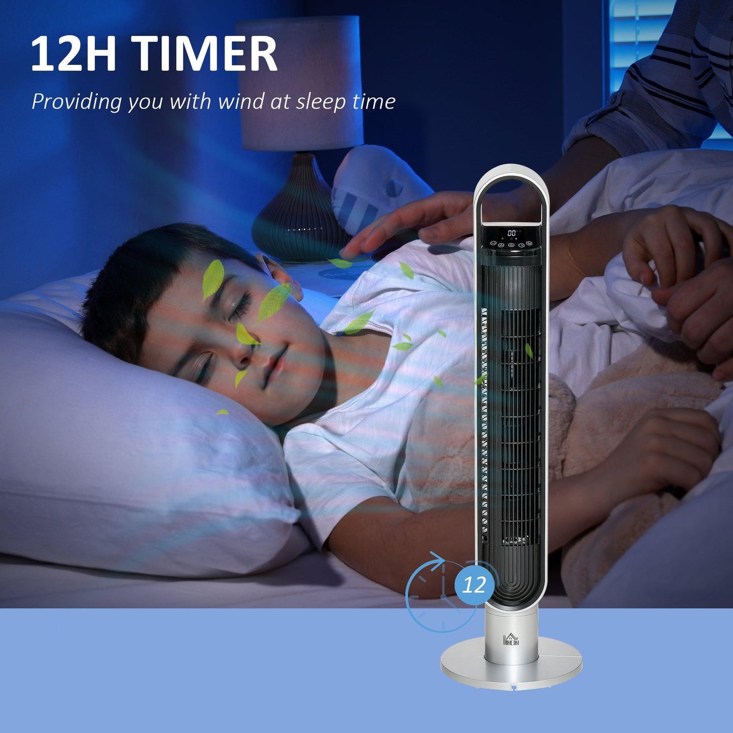 HOMCOM Anion Tower Fan - Bedroom Cooling with Timer - ALL4U RETAILER LTD