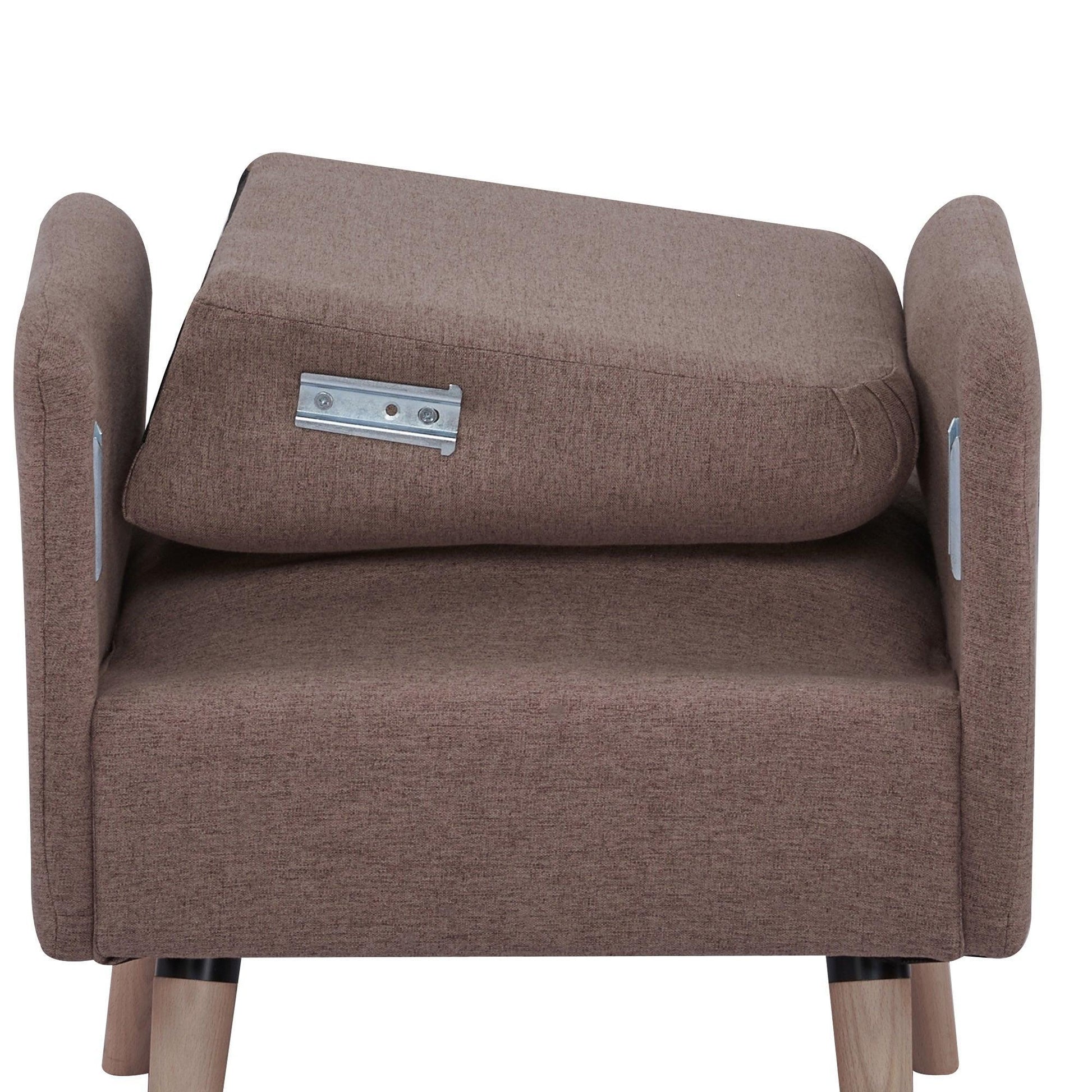 HOMCOM Armchair with Natural Wood Frame and Thick Padding - ALL4U RETAILER LTD