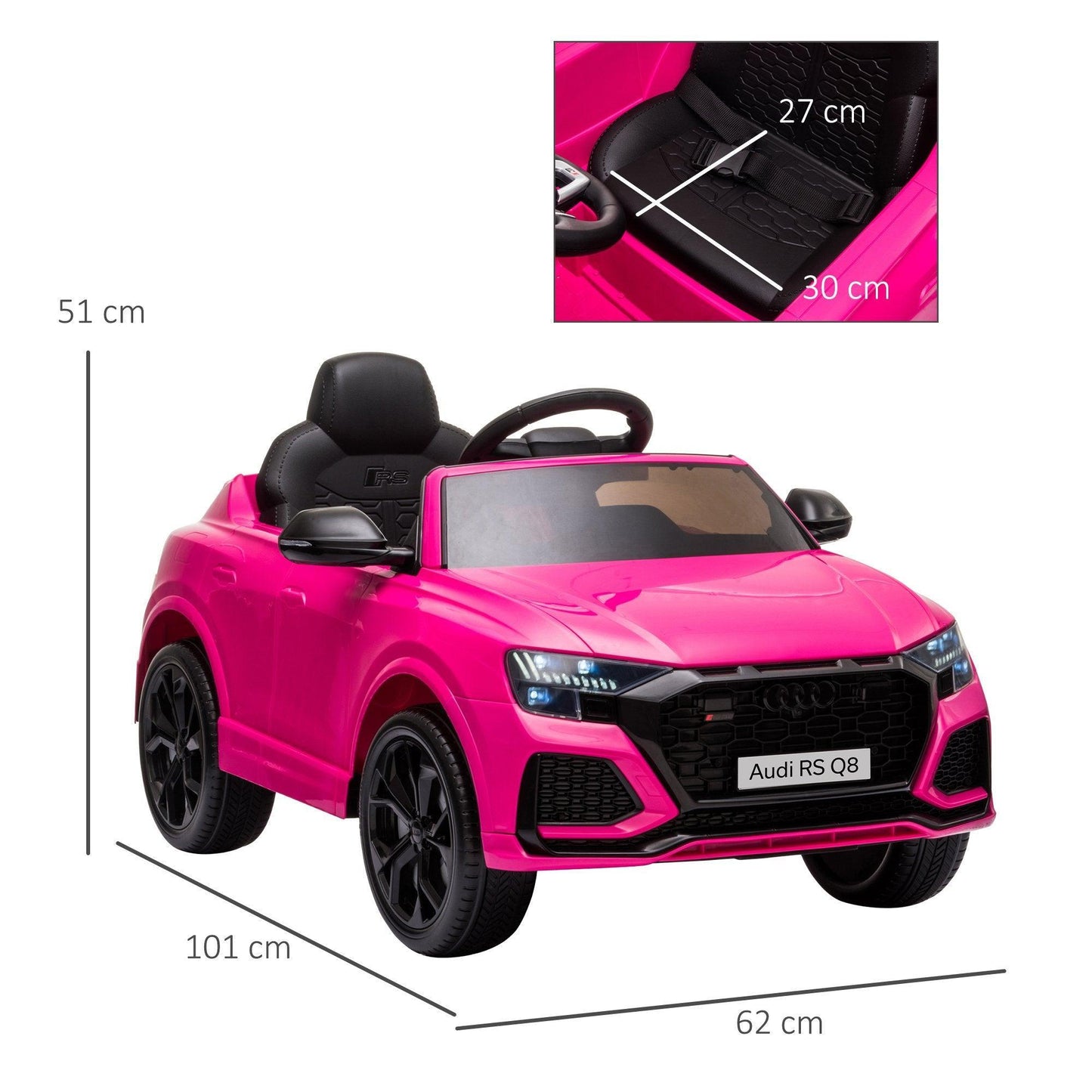 HOMCOM Audi RS Q8 6V Ride-On Car - Pink - ALL4U RETAILER LTD