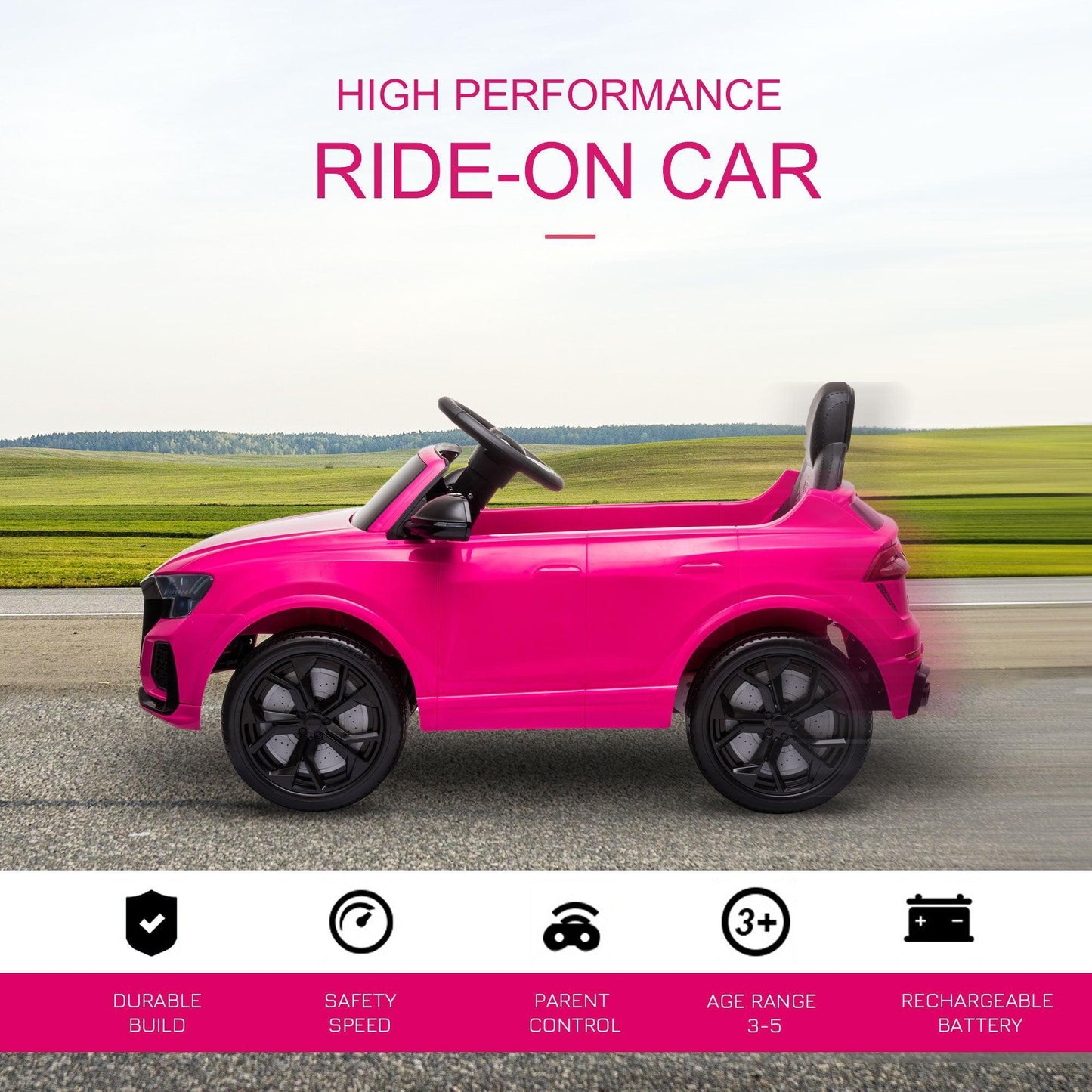 HOMCOM Audi RS Q8 6V Ride-On Car - Pink - ALL4U RETAILER LTD