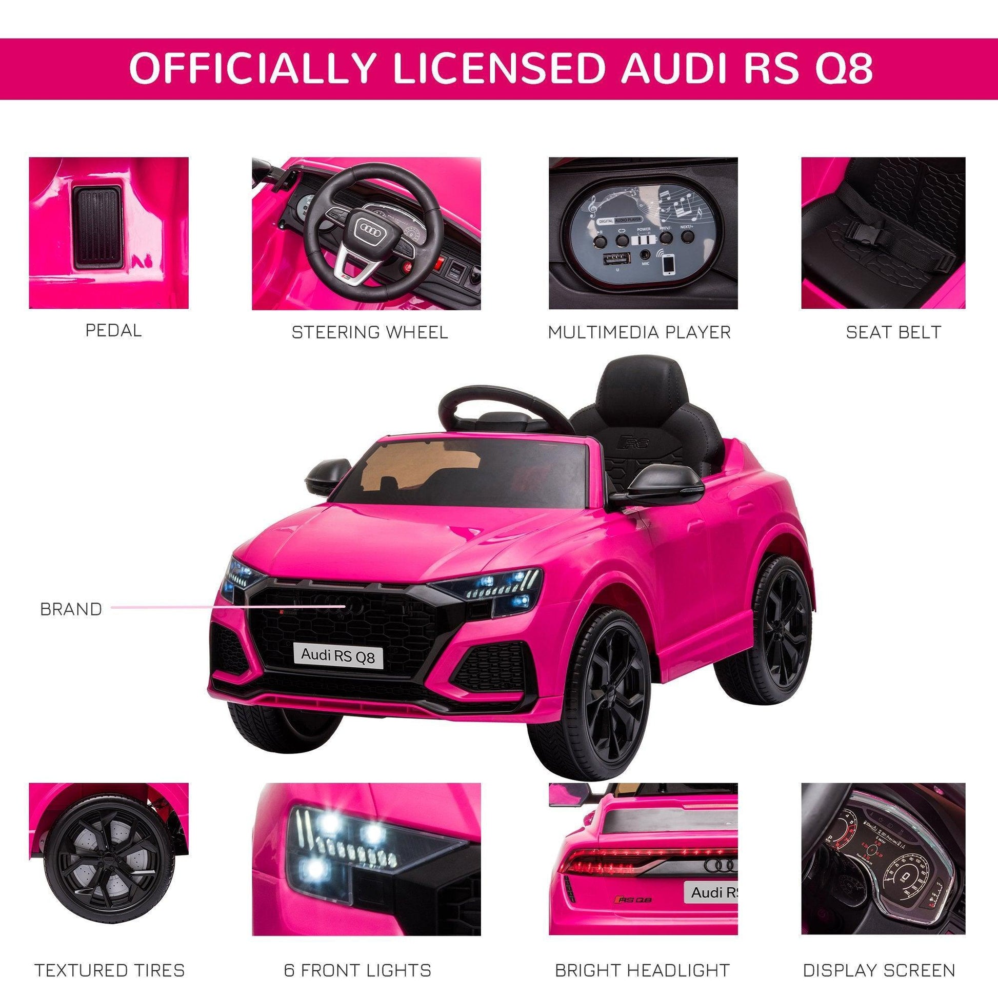 HOMCOM Audi RS Q8 6V Ride-On Car - Pink - ALL4U RETAILER LTD