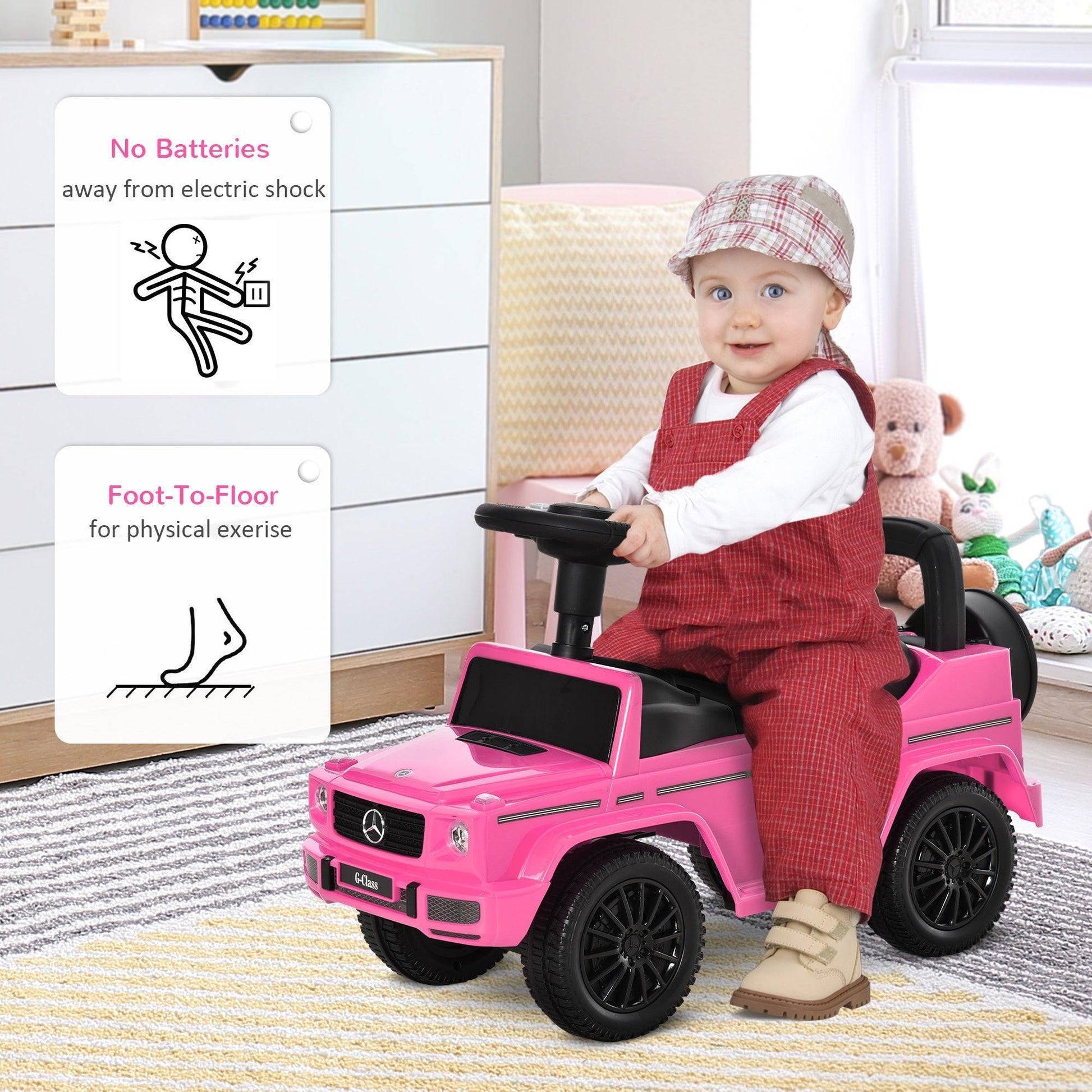 HOMCOM Baby Push Car Mercedes-Benz G350: Horn, Storage-Pink - ALL4U RETAILER LTD