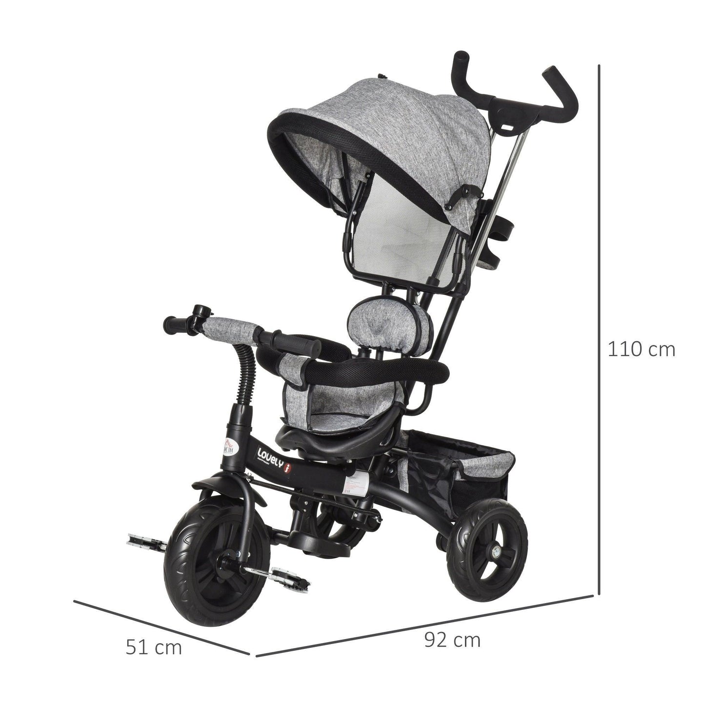 HOMCOM Baby Tricycle Stroller - ALL4U RETAILER LTD