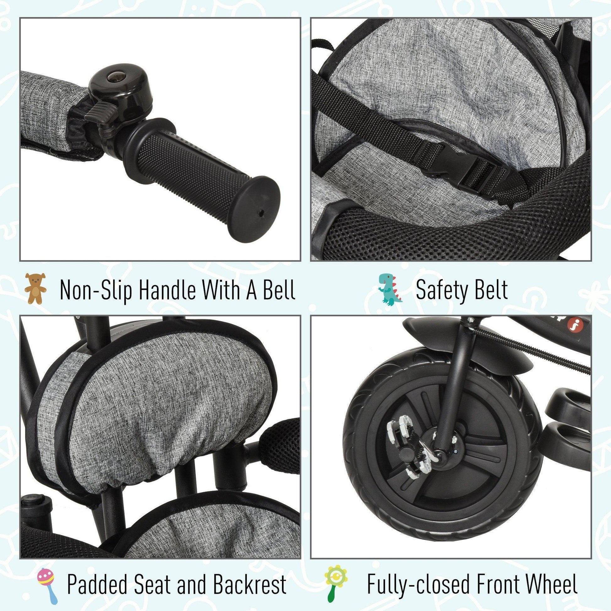 HOMCOM Baby Tricycle Stroller - ALL4U RETAILER LTD