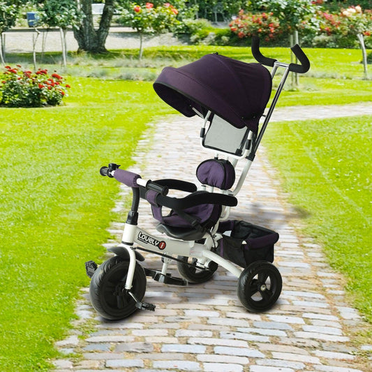 HOMCOM Baby Tricycle - White & Purple - ALL4U RETAILER LTD