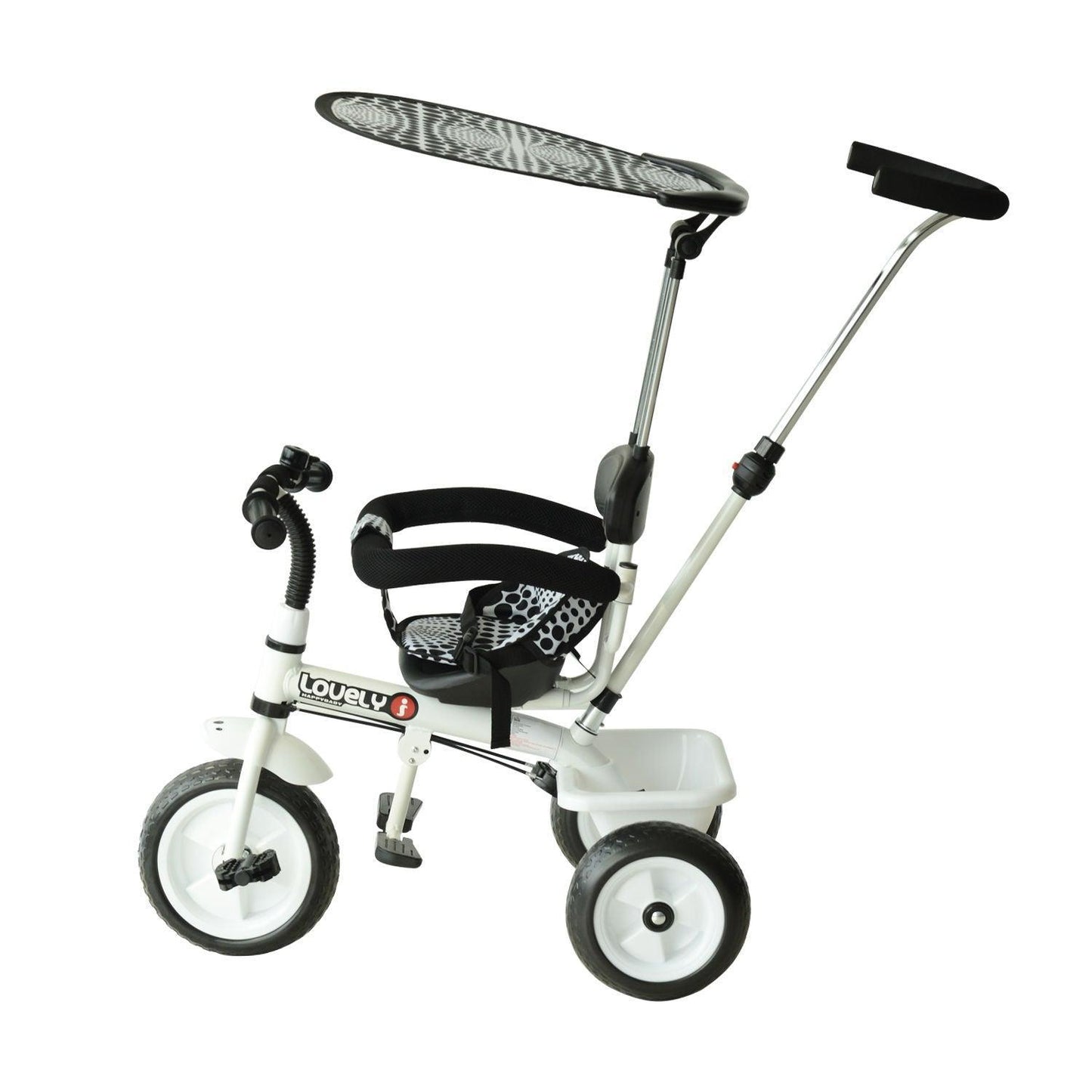 HOMCOM Baby Trike with Handle - White/Black - ALL4U RETAILER LTD