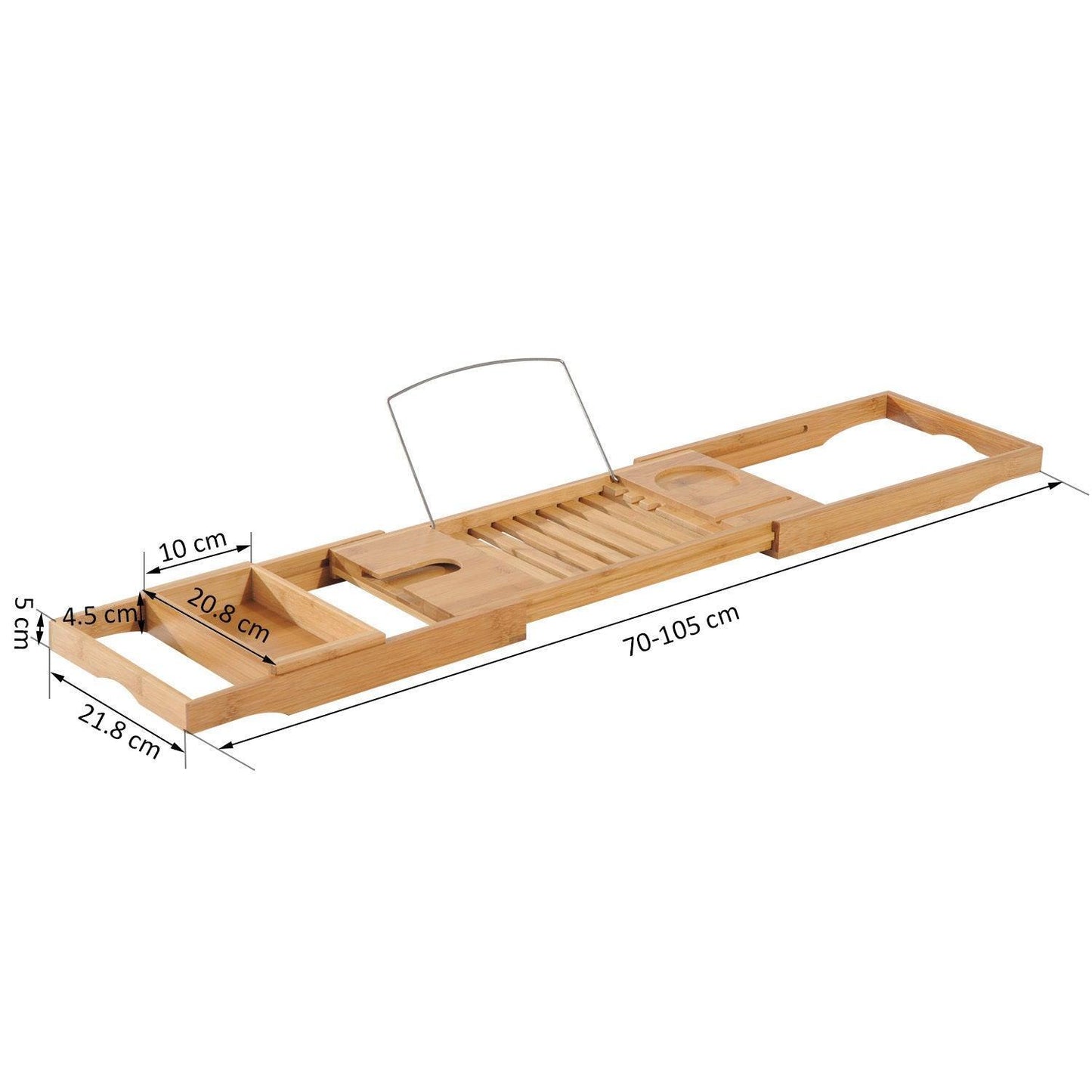 HOMCOM Bamboo Bath Caddy Rack - Extendable - ALL4U RETAILER LTD