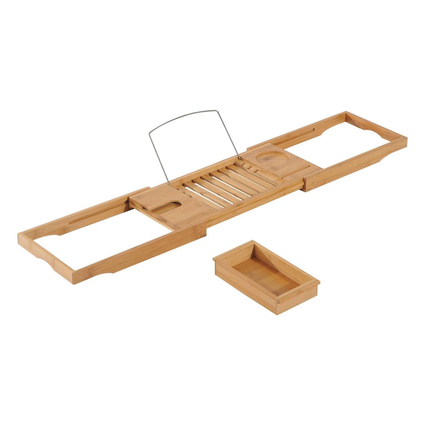 HOMCOM Bamboo Bath Caddy Rack - Extendable - ALL4U RETAILER LTD